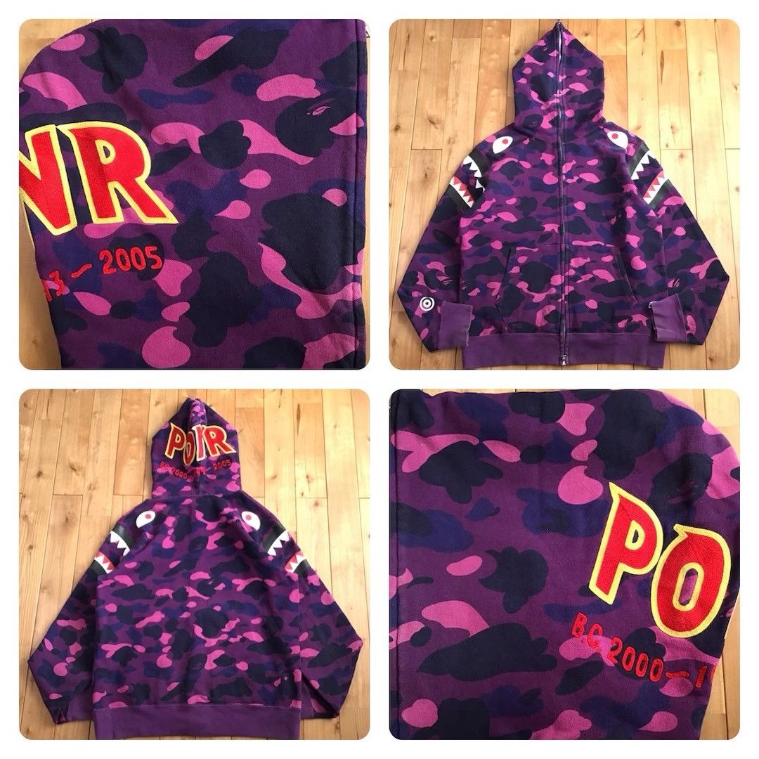 BAPE Shoulder Shark Full Zip Hoodie Purple Camo APE