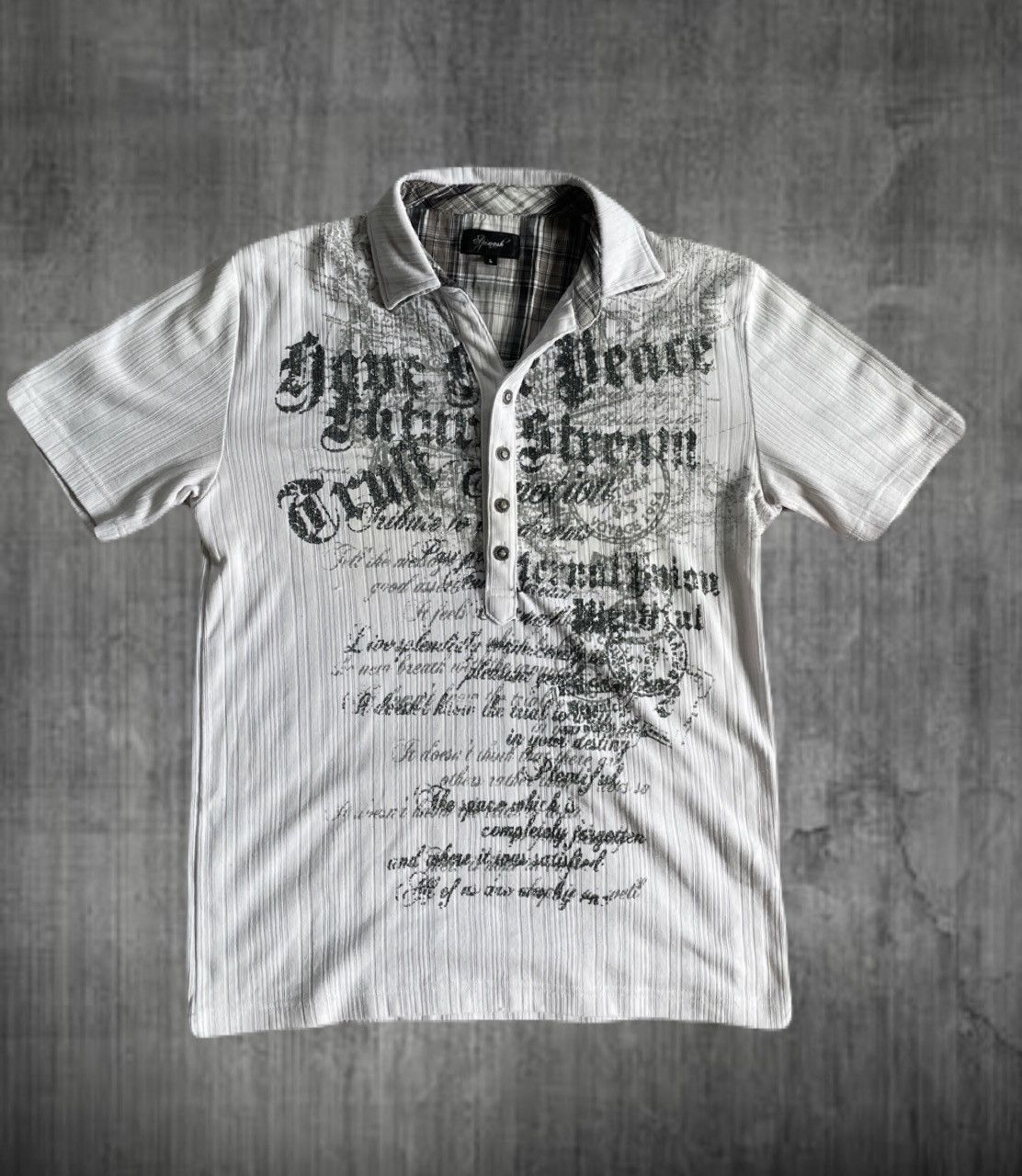 2000s Japanese archive Vkei Glitter Gothic Poem Polo Shirts