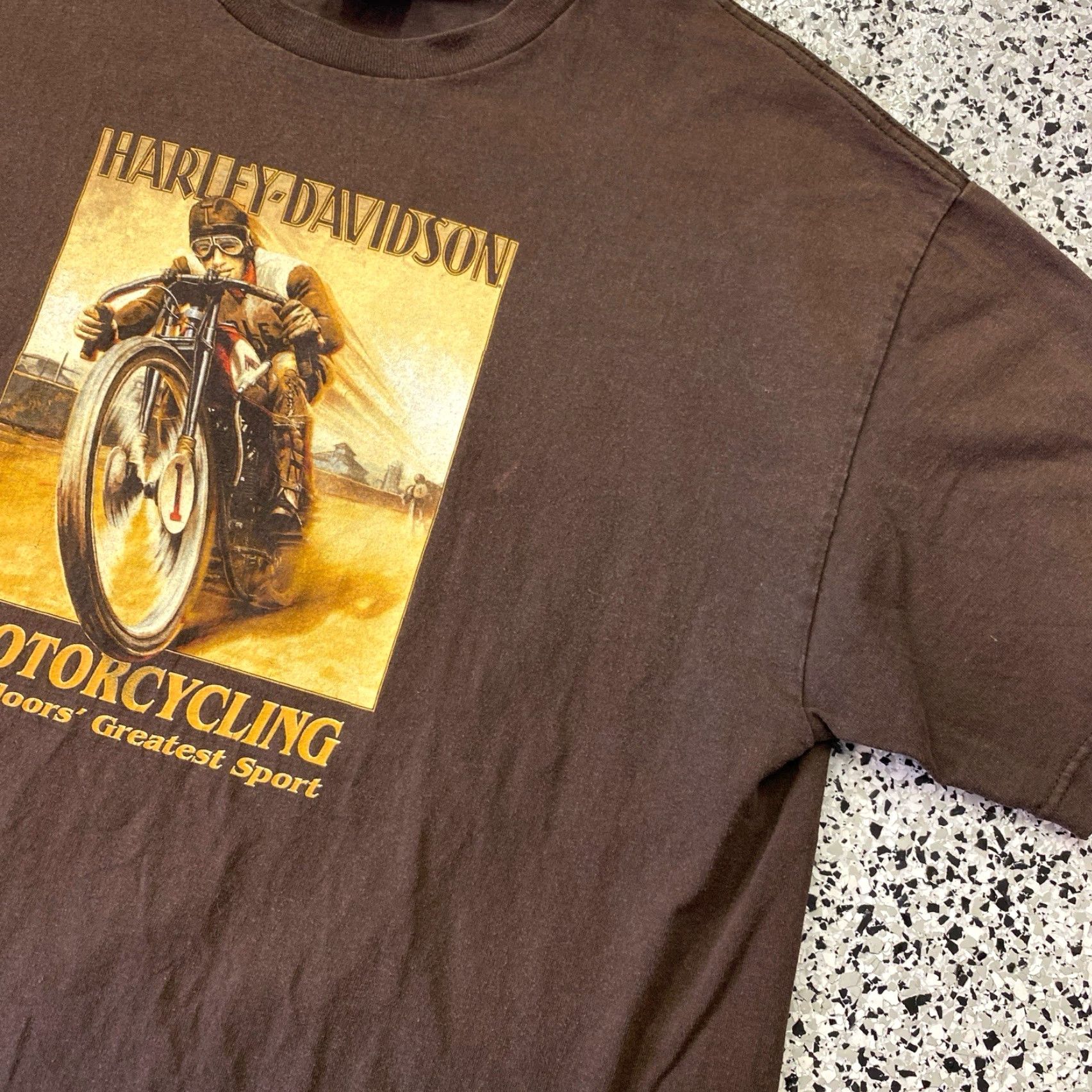 Harley Davidson VINTAGE Harley-Davidson T Shirt Adult XL Brown Albuquerque Graphic Print Crew Neck Short Sleeve Mens Size US XL / EU 56 / 4 - 2 Thumbnail