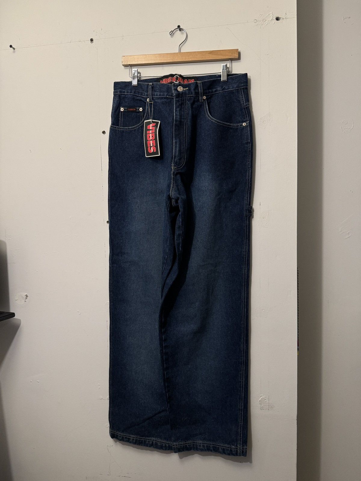 Vintage Y2K Faded Dark Blue Baggy Wide Leg Denim Skater Jeans Size US 34 / EU 50 - 6 Thumbnail