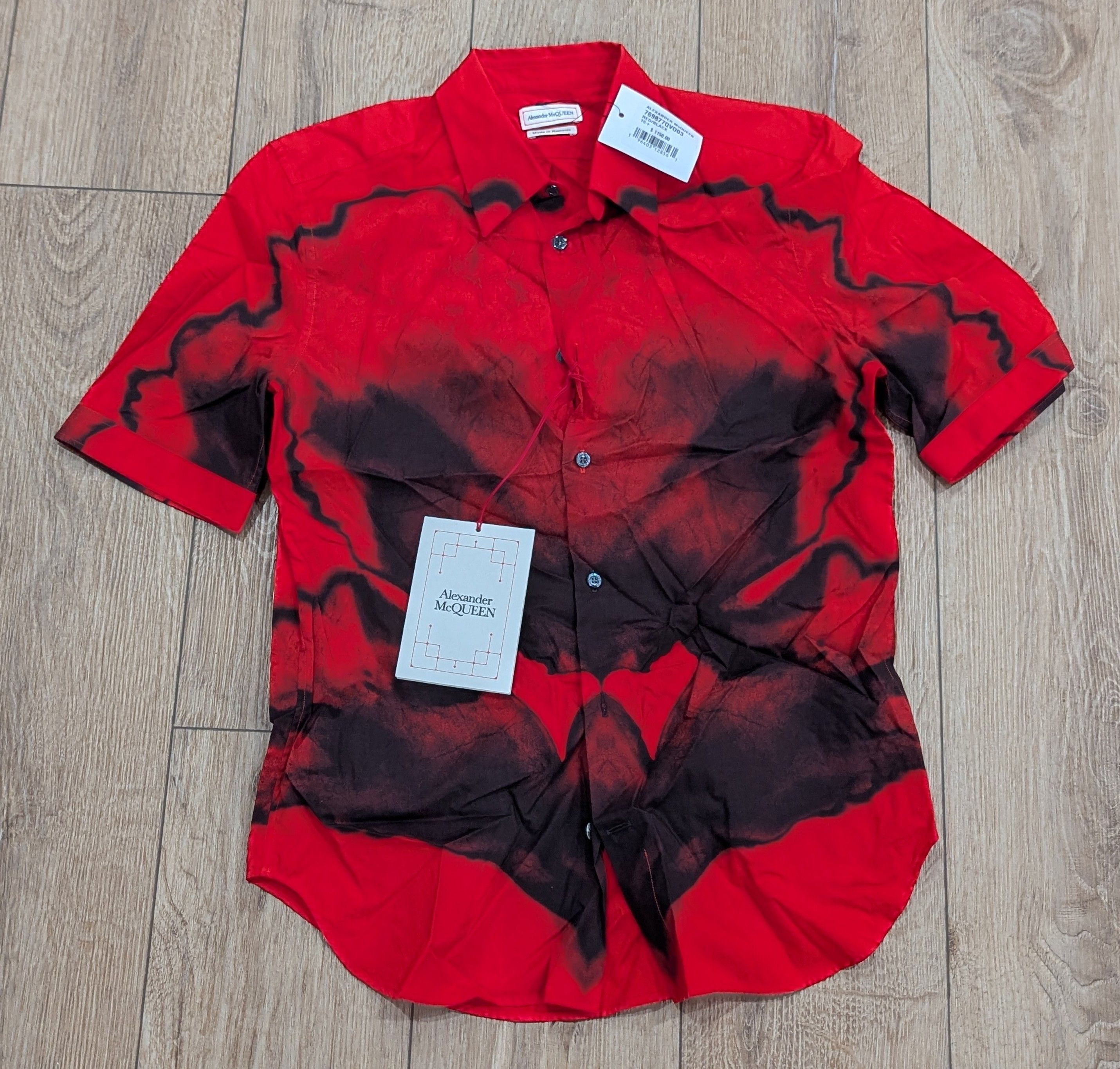 Alexander McQueen Alexander McQueen Floral Button Up Shirt Red/Black 15.5 Size US M / EU 48-50 / 2 - 1 Thumbnail
