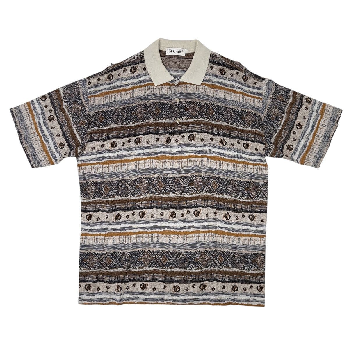 St. Croix St Croix Vintage Polo Men Size XL Brown Geometric Pattern Size US XL / EU 56 / 4 - 1 Thumbnail