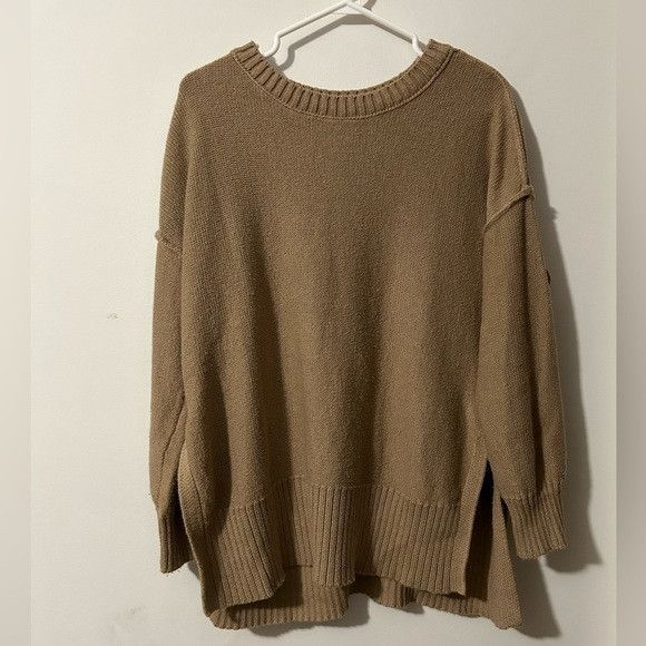 American Eagle Outfitters Aerie Light Brown Oversized Knit Sweater Size XS / US 0-2 / IT 36-38 - 1 Thumbnail