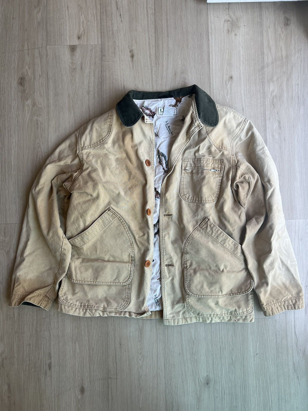 image of L L Bean Old Ll Bean Fishing Jacket in Beige, Men's (Size XL)