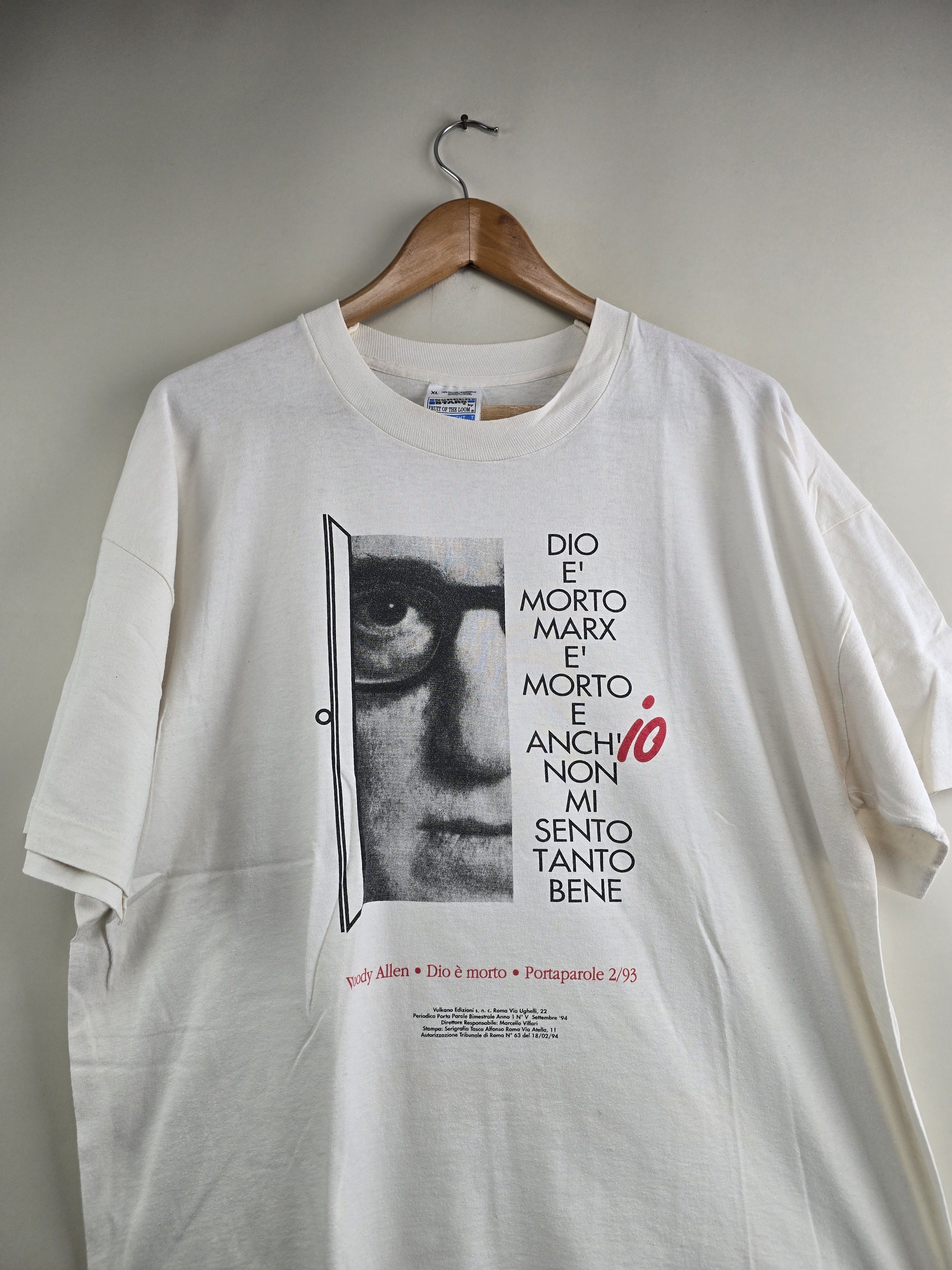 Vintage 90s Woody Allen Movie Tee XL 23.5" 28" Size US XL / EU 56 / 4 - 2 Thumbnail