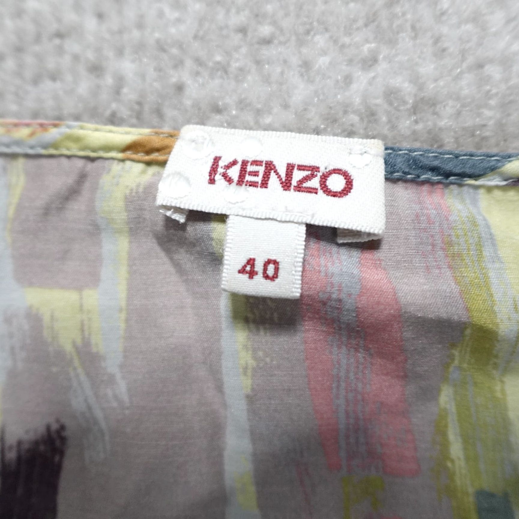 Kenzo KENZO Blouse Women 8 Blue Multicolor Abstract 3/4 Sleeve Modal Silk Top Size M / US 6-8 / IT 42-44 - 3 Thumbnail