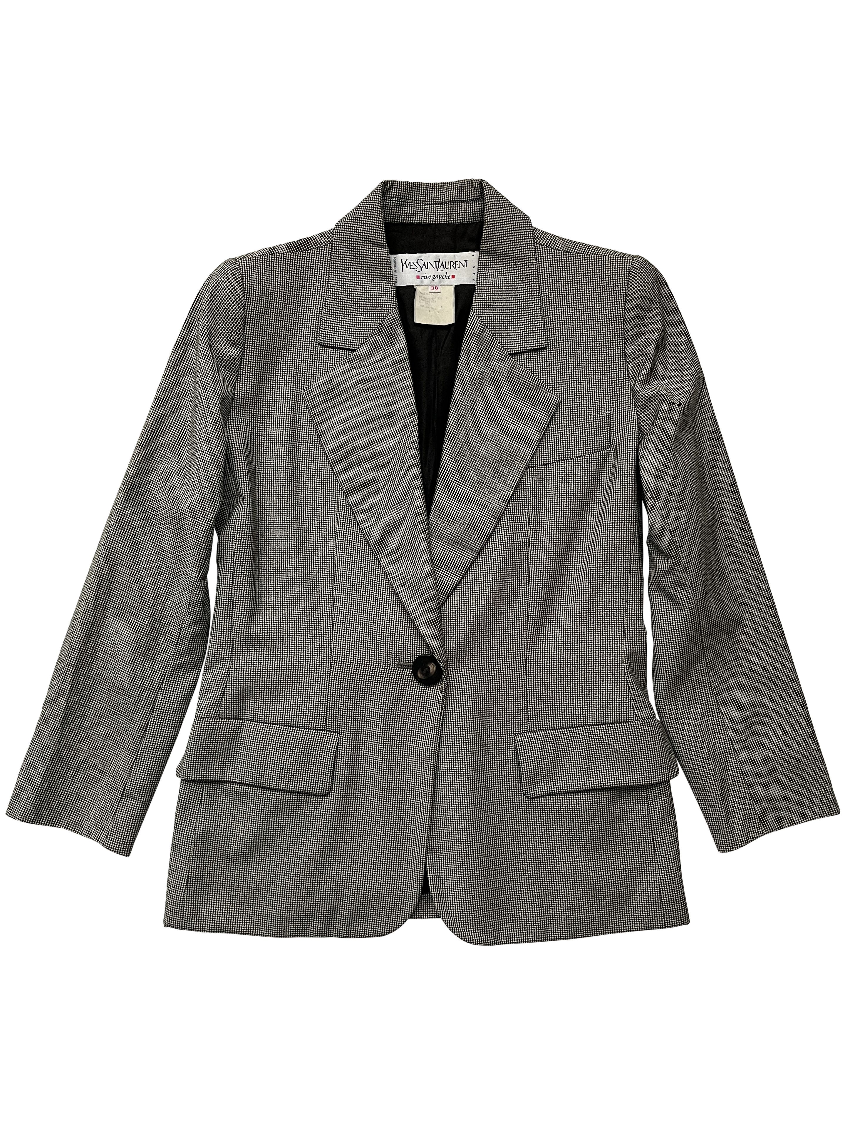 Yves Saint Laurent ⚡️QUICK SALE⚡️YSL Rive Gauche Black/White Blazer Jacket Size M / US 6-8 / IT 42-44 - 1 Thumbnail