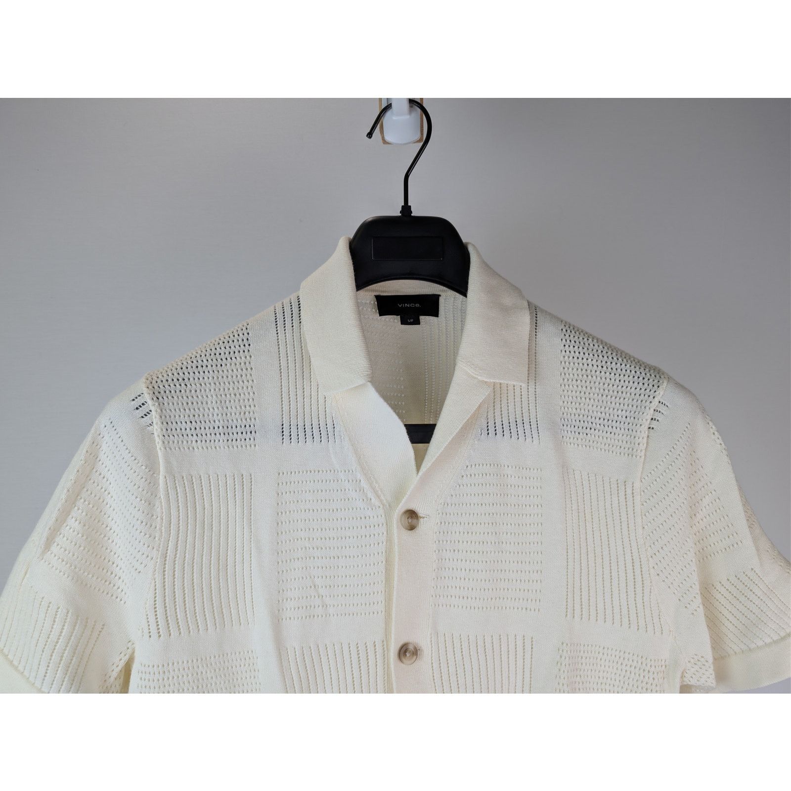 Vince o1rshd1 CC20 Patchwork Pointelle Short-Sleeve Sweater Cream Size US S / EU 44-46 / 1 - 3 Thumbnail
