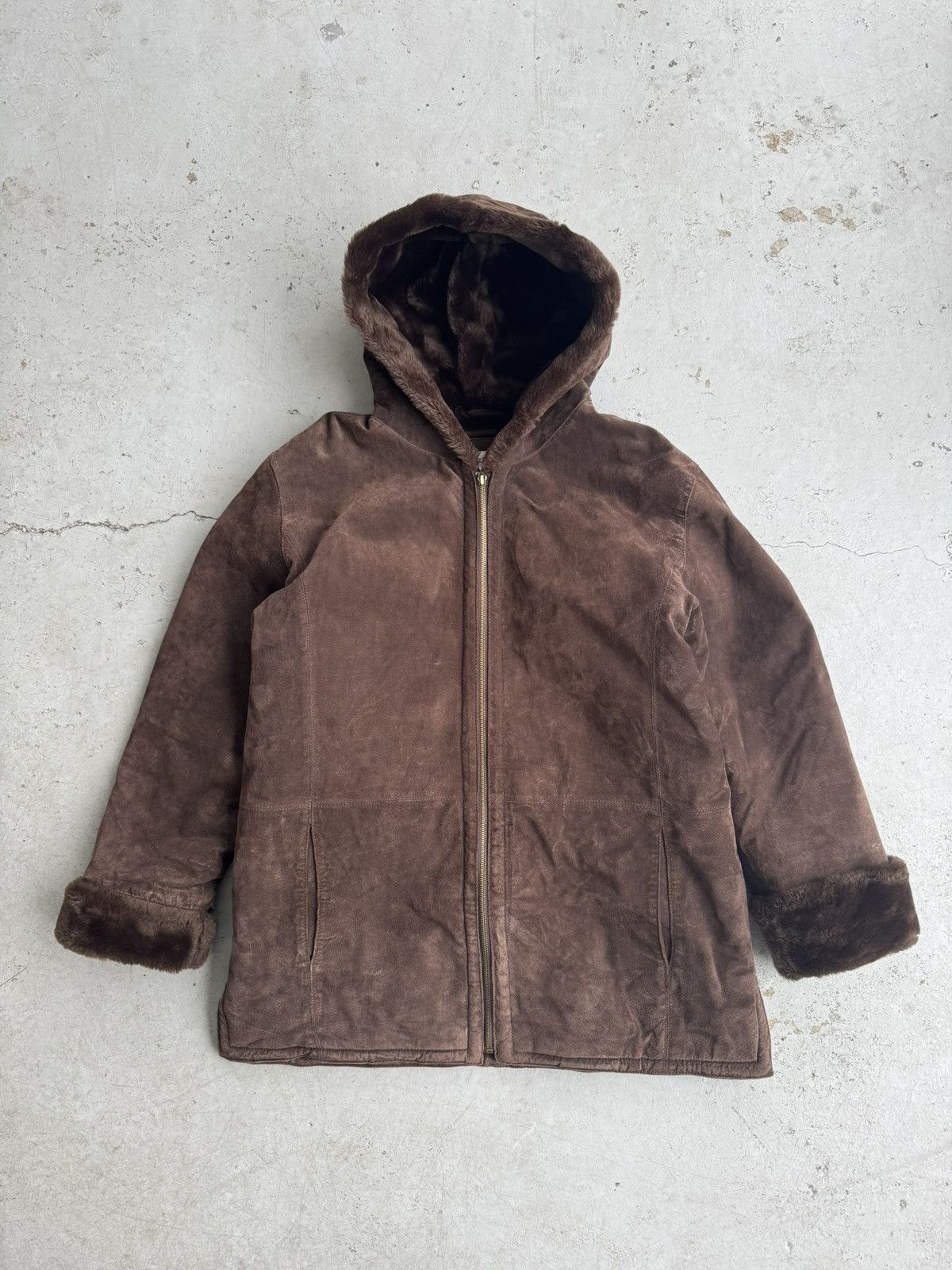 St. Johns Bay Vintage St. John’s Bay Full Zip Mocha Fur Lined Faded Jacket Size US L / EU 52-54 / 3 - 1 Thumbnail
