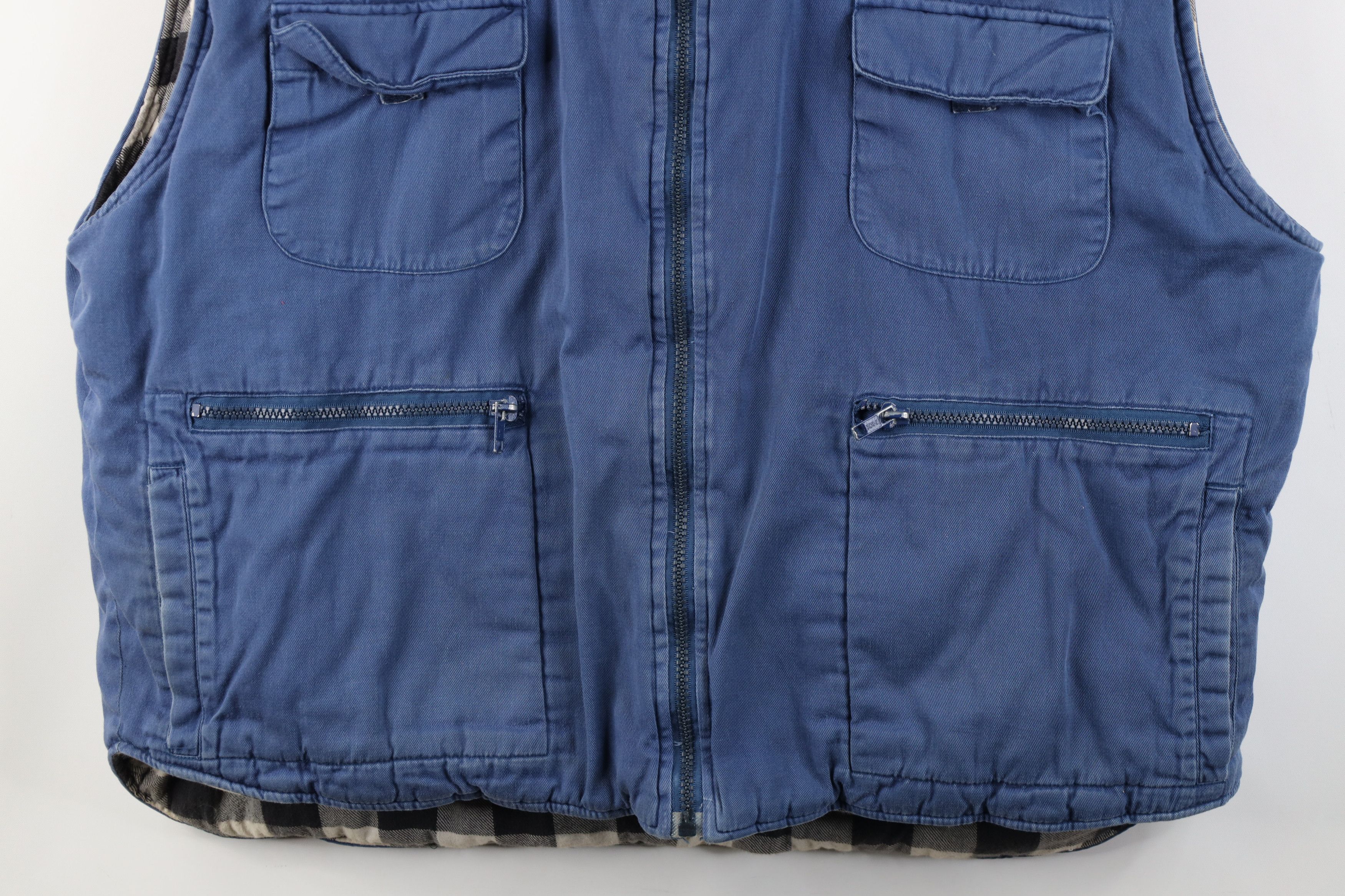 Vintage Vintage 90s Streetwear Flannel Lined Puffer Vest Jacket Blue Size US XXL / EU 58 / 5 - 3 Thumbnail