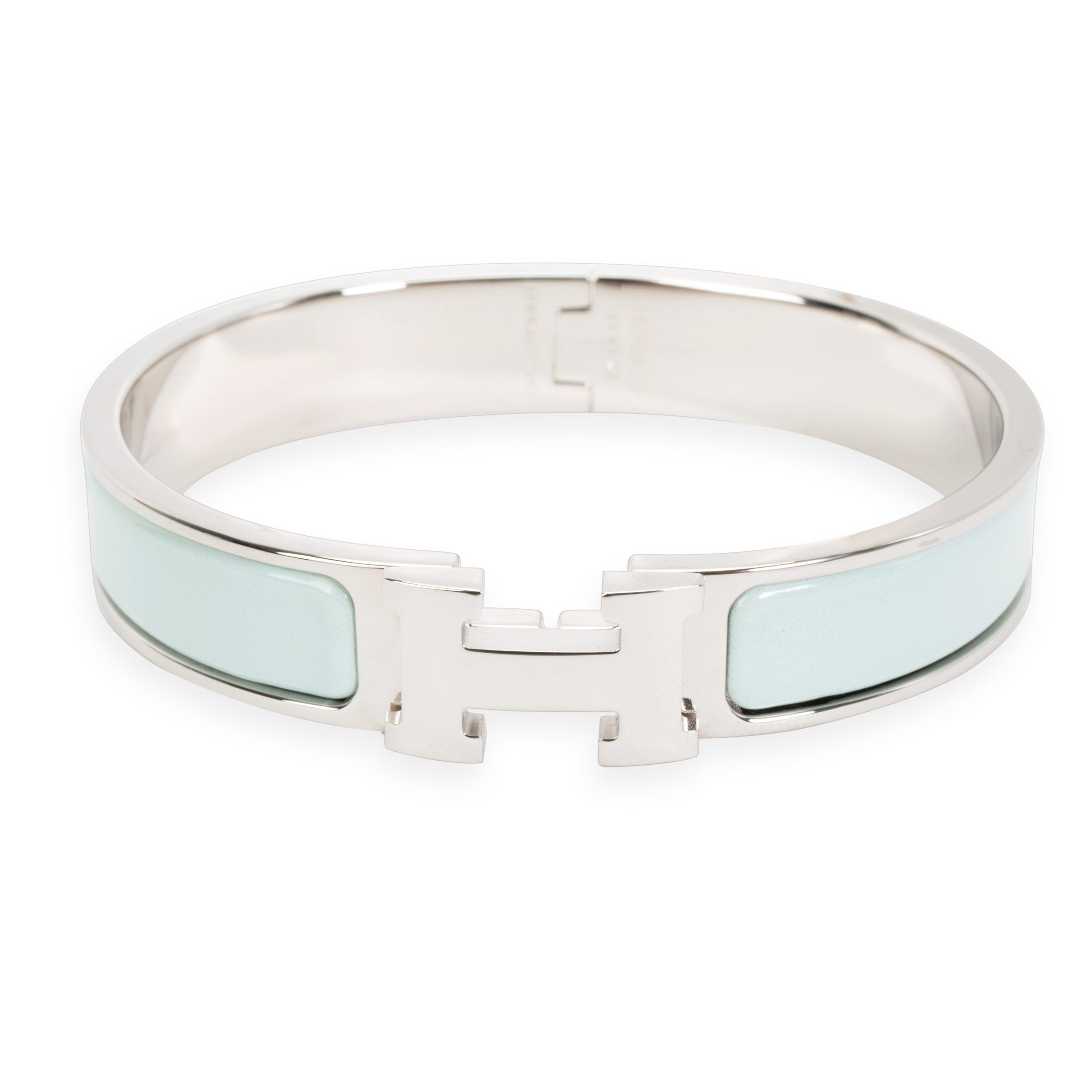 image of Hermes Mint H Clic Bangle In Sterling Silver, Women's