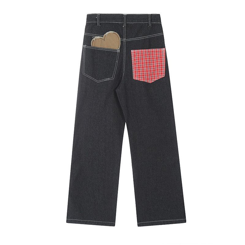 Vintage Men's Street Loose Retro Heart-Shaped Straight Leg Jeans Size US 32 / EU 48 - 2 Thumbnail