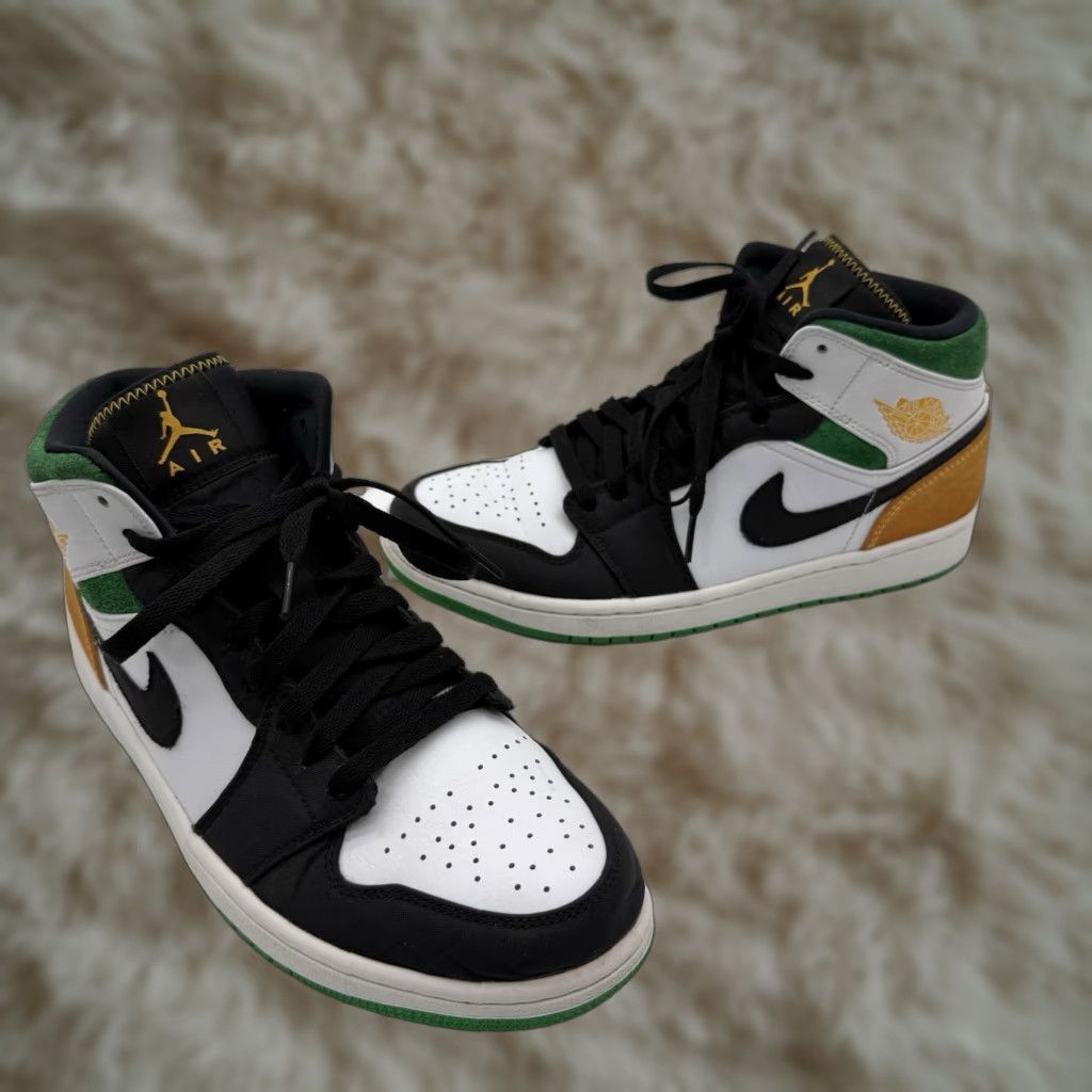 Jordan Brand Nike Air Jordan 1 Mid SE Oakland Men's 8.5 White/Laser Orange/Black/Lucky Green Sneakers 852542-101 Size US 9 / EU 42 - 1 Thumbnail