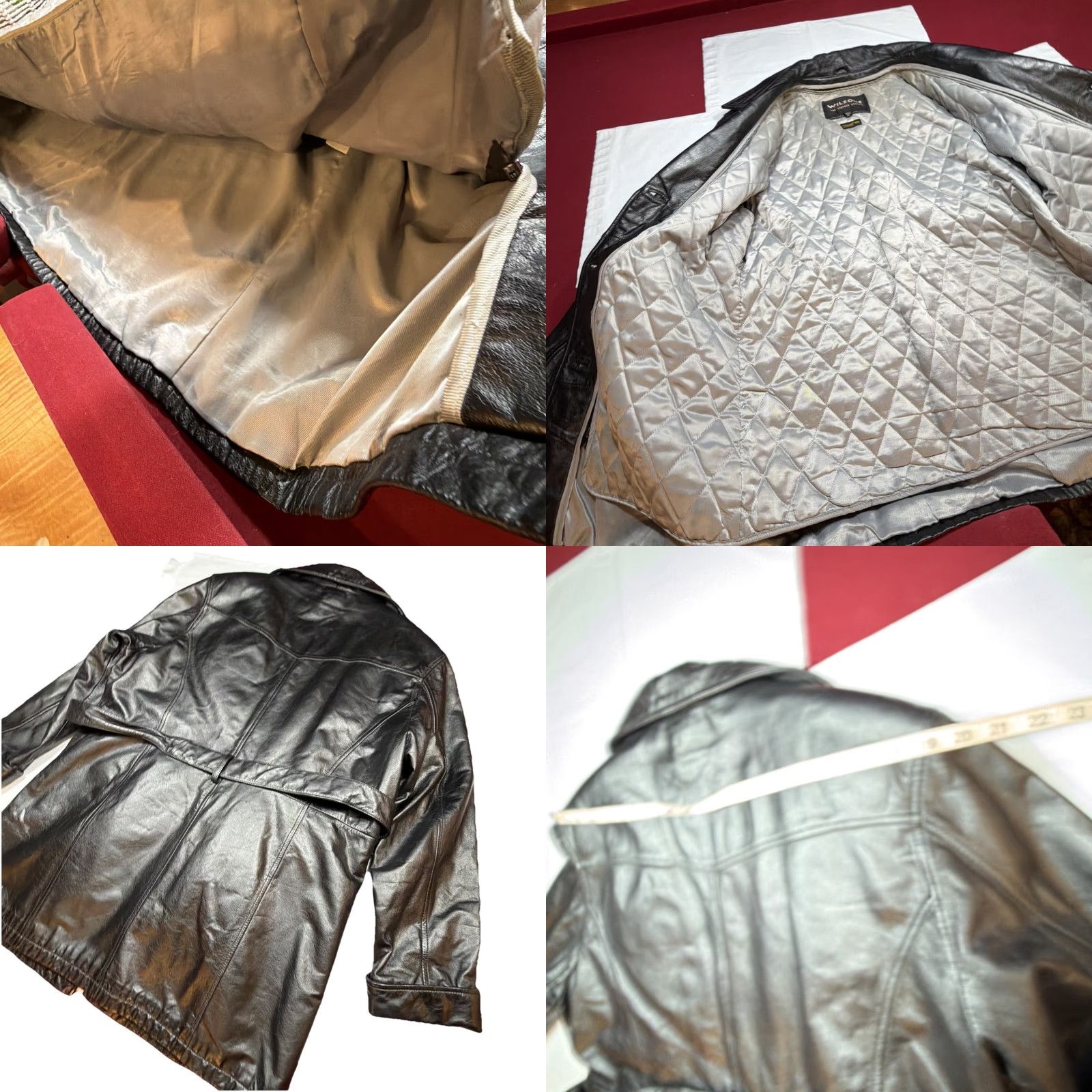 Wilson VINTAGE Wilson Leather Trench Coat Women XL Button Front Belted Pockets Thinsulate Lining 90s Classic Motorcycle, Black, Jacket Size XL / US 12-14 / IT 48-50 - 11 Thumbnail