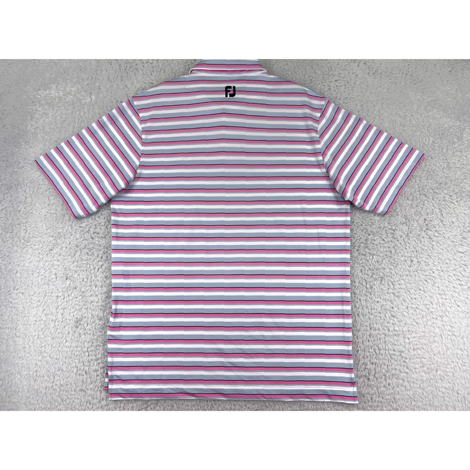 Footjoy FootJoy Polo Shirt Mens Large Pink Gray White Stripe Golf Golfer Lightweight Shirt Size US L / EU 52-54 / 3 - 2 Thumbnail