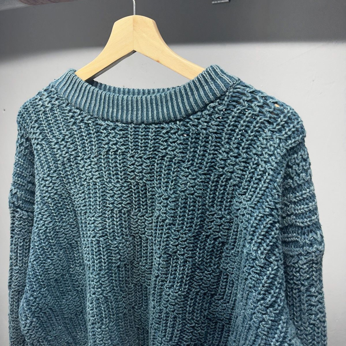Vintage 90s Basketweave Loose Gauge Knit Sweater ERD Grunge Chrome Size US L / EU 52-54 / 3 - 3 Thumbnail