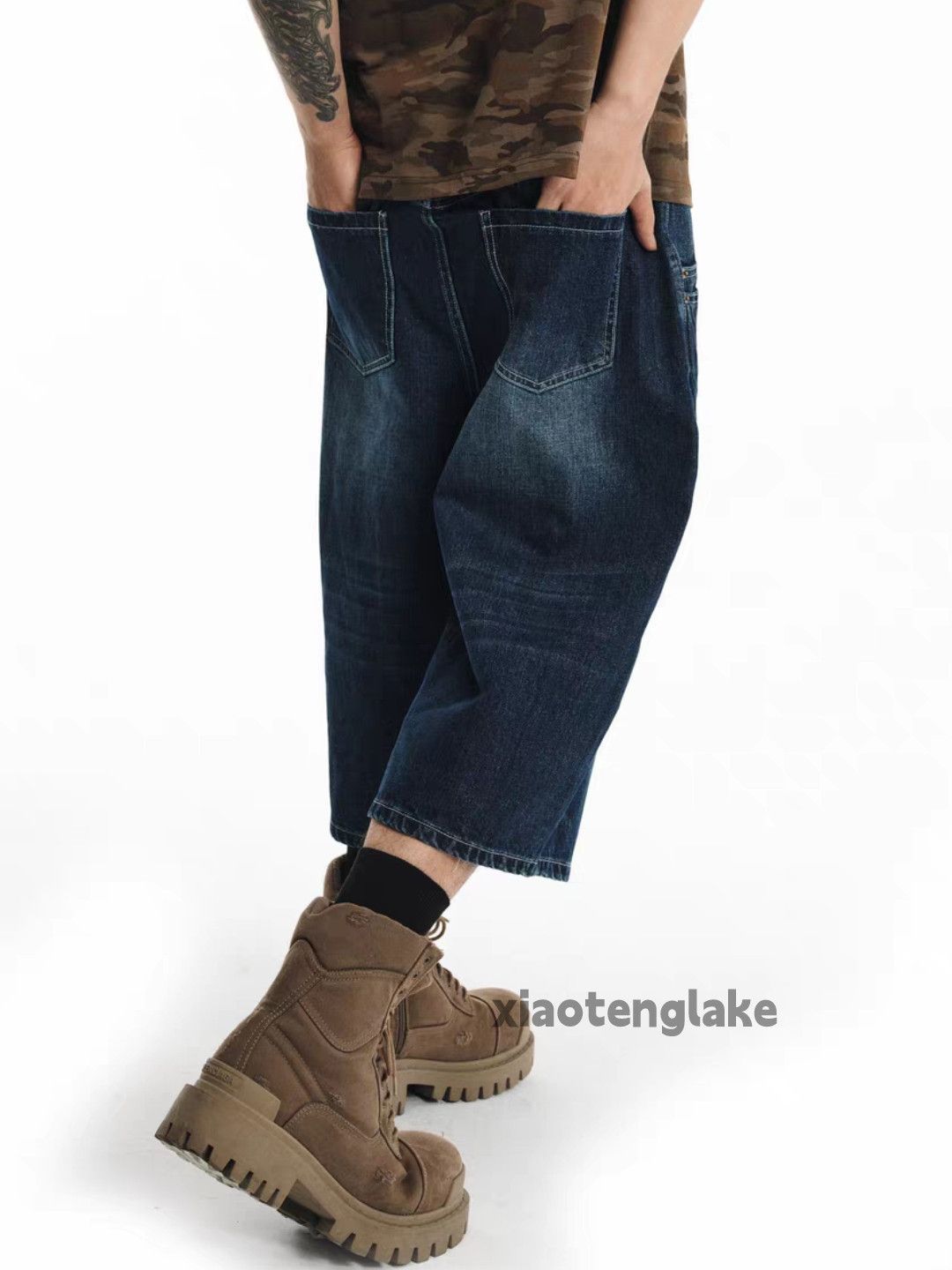 Jean × Vintage Utility washed faded cleanfit skate hiphop baggy shorts Size US 32 / EU 48 - 2 Thumbnail
