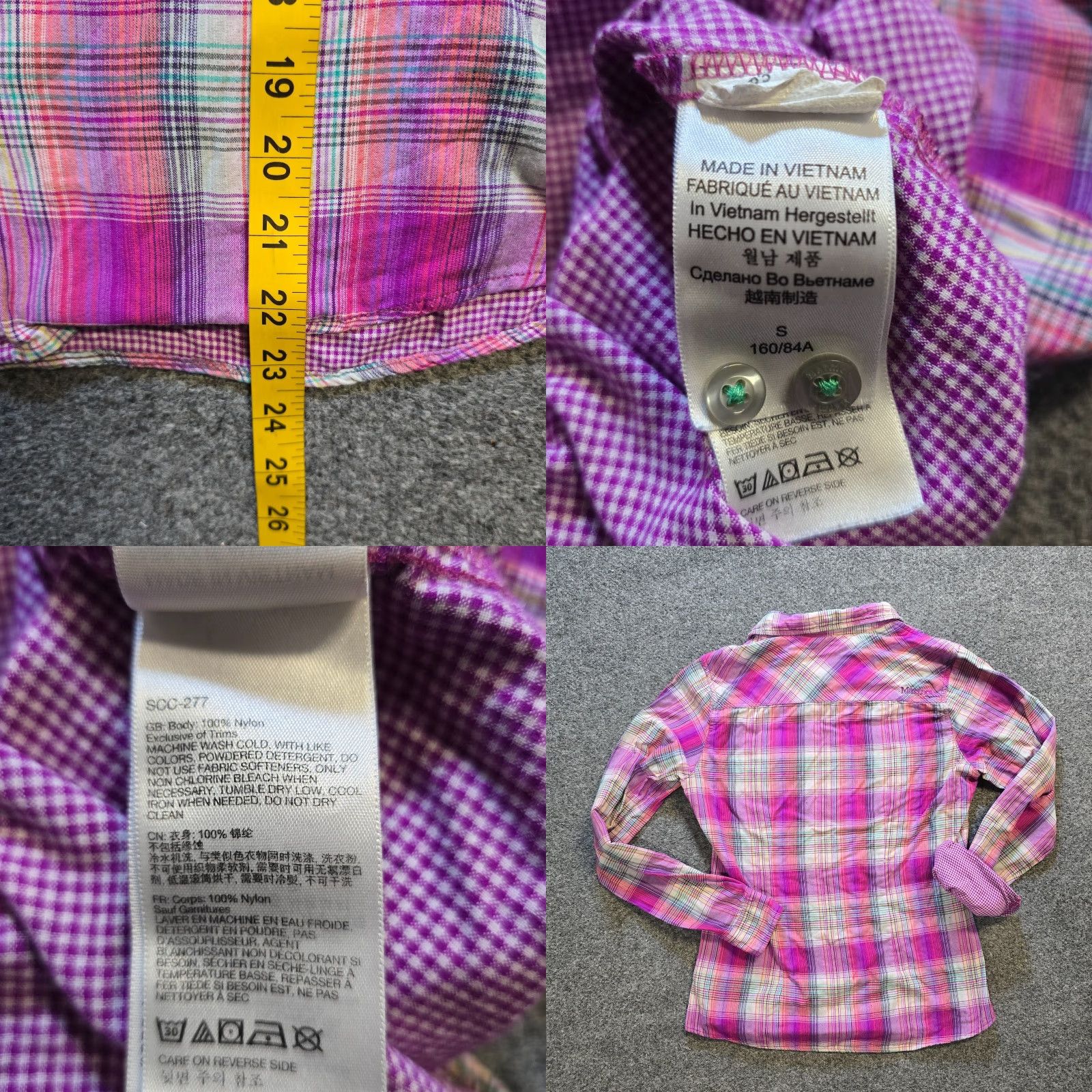 Marmot Marmot Top Womens Size S Purple Plaid Nylon Long Sleeve Outdoor Casual Shirt Size S / US 4 / IT 40 - 8 Thumbnail