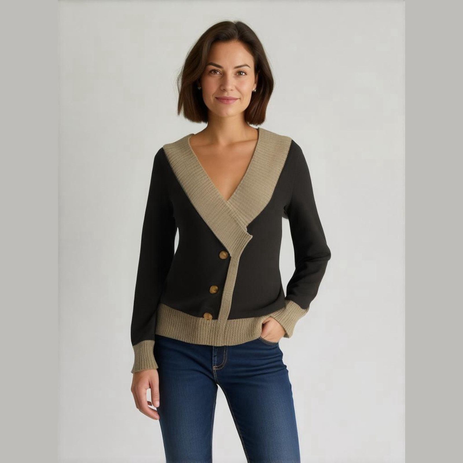 Other Chic Colorblock Button Front Cardigan Sweater AmélieBoutik M Size M / US 6-8 / IT 42-44 - 1 Thumbnail