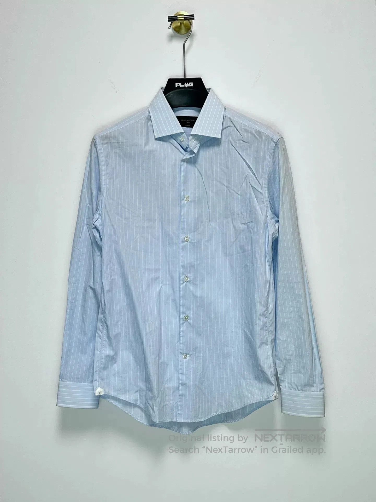 Louis Vuitton Louis Vuitton Blue Stripe Monogram Side Logo Shirt. Size US M / EU 48-50 / 2 - 1 Thumbnail
