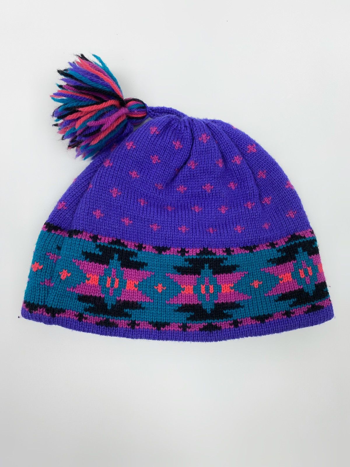 Vintage 1990’s Vintage Novelty Knitwear Aztec Toque Beanie Hat Size ONE SIZE - 5 Thumbnail