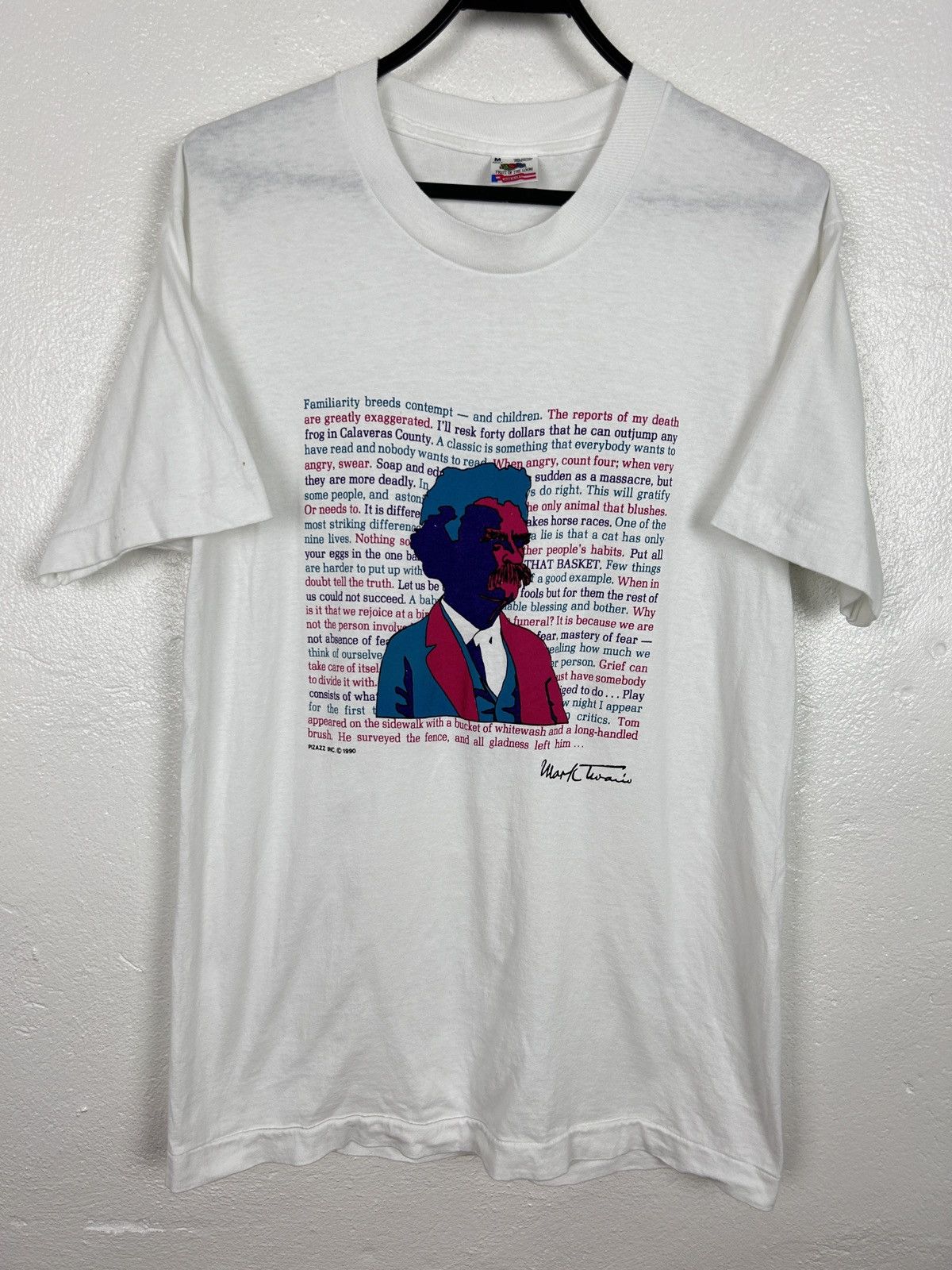 Vintage 90s Vintage Mark Twain 1990 Single Stitch Art Pizazz T-Shirt Size US M / EU 48-50 / 2 - 1 Thumbnail