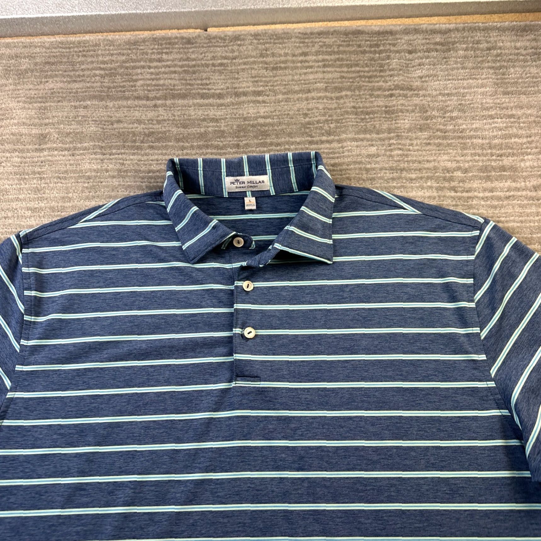 Peter Millar Peter Millar Polo Shirt Mens Large Blue Striped Summer Comfort Polo Shirt Shirt Mens Large Blue Striped Summer Comfort Size US L / EU 52-54 / 3 - 3 Thumbnail