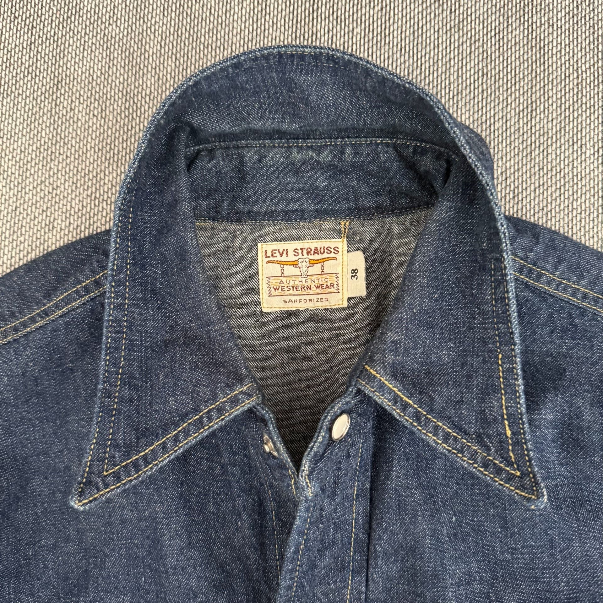 Levi's Vintage Clothing Levi's LVC Western Raw Denim Shirt Size US L / EU 52-54 / 3 - 3 Thumbnail