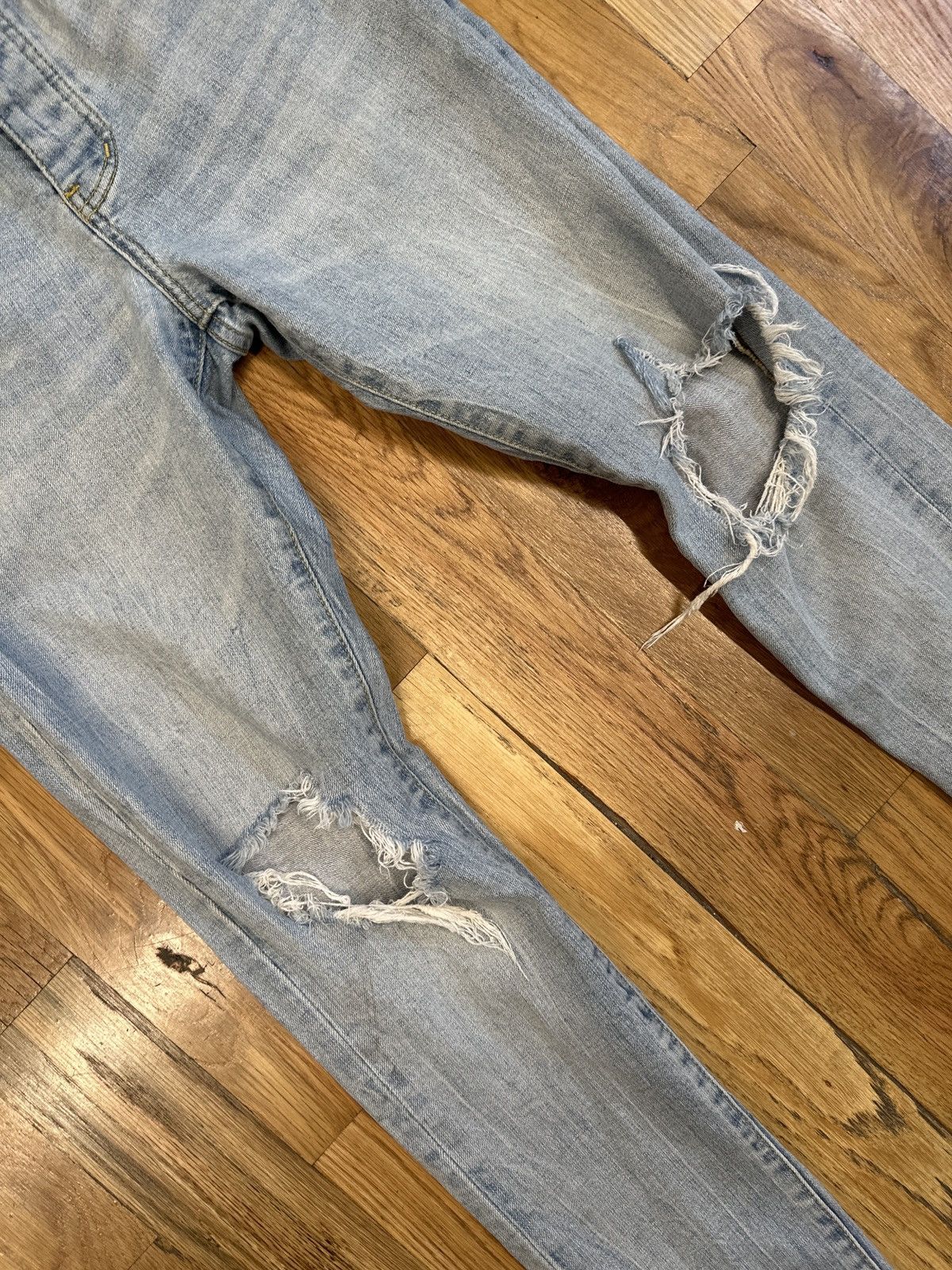 Purple Brand Purple Brand Blue Knee Rip Denim Jeans Sz 31 Size US 31 - 3 Thumbnail
