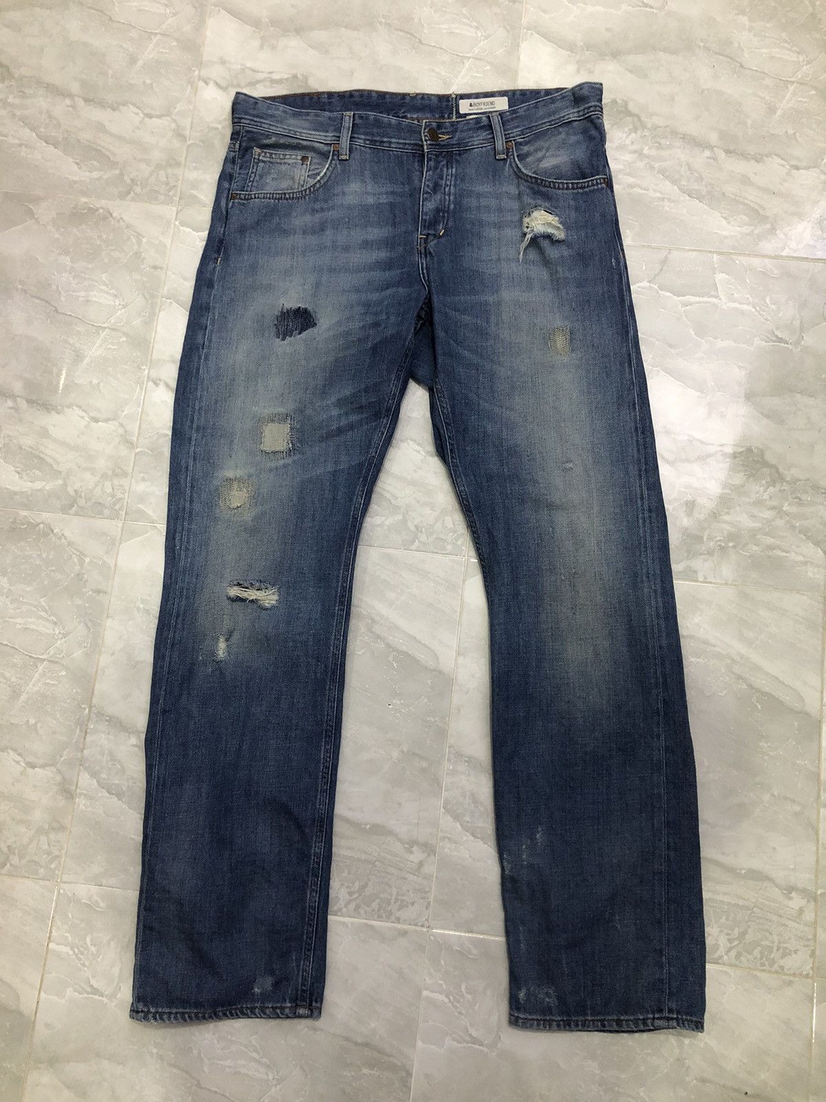 H&M H&M Boyfriend Distressed Boro Stitch Jeans Size US 35 - 1 Thumbnail
