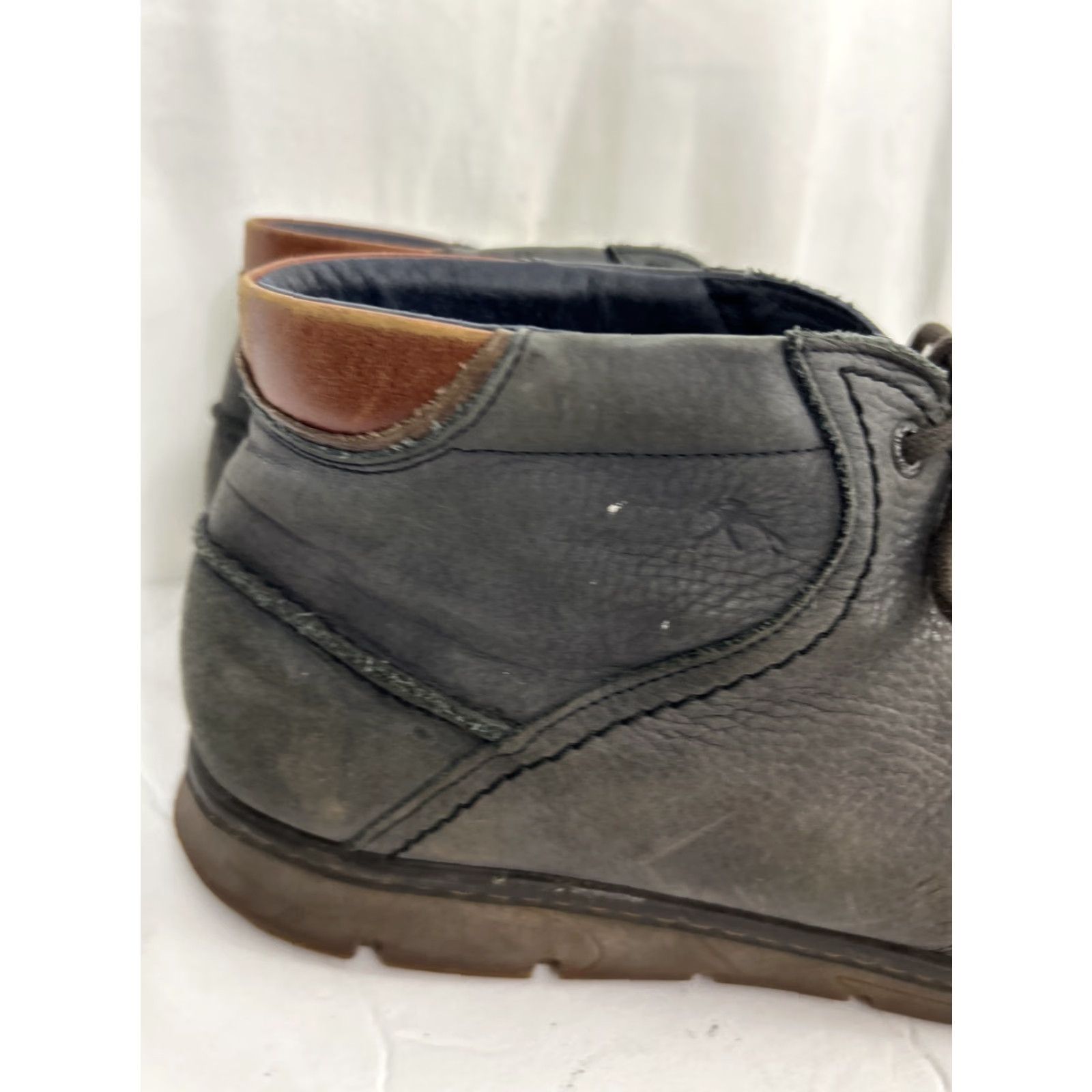 Vintage Fluchos Boots Chukka Leather Navy Blue 46 US 13 Men Leather Outsole Spain Mens Size 46 Navy Blue Leather Chukka Boots Men Shoes Size US 13 / EU 46 - 3 Thumbnail