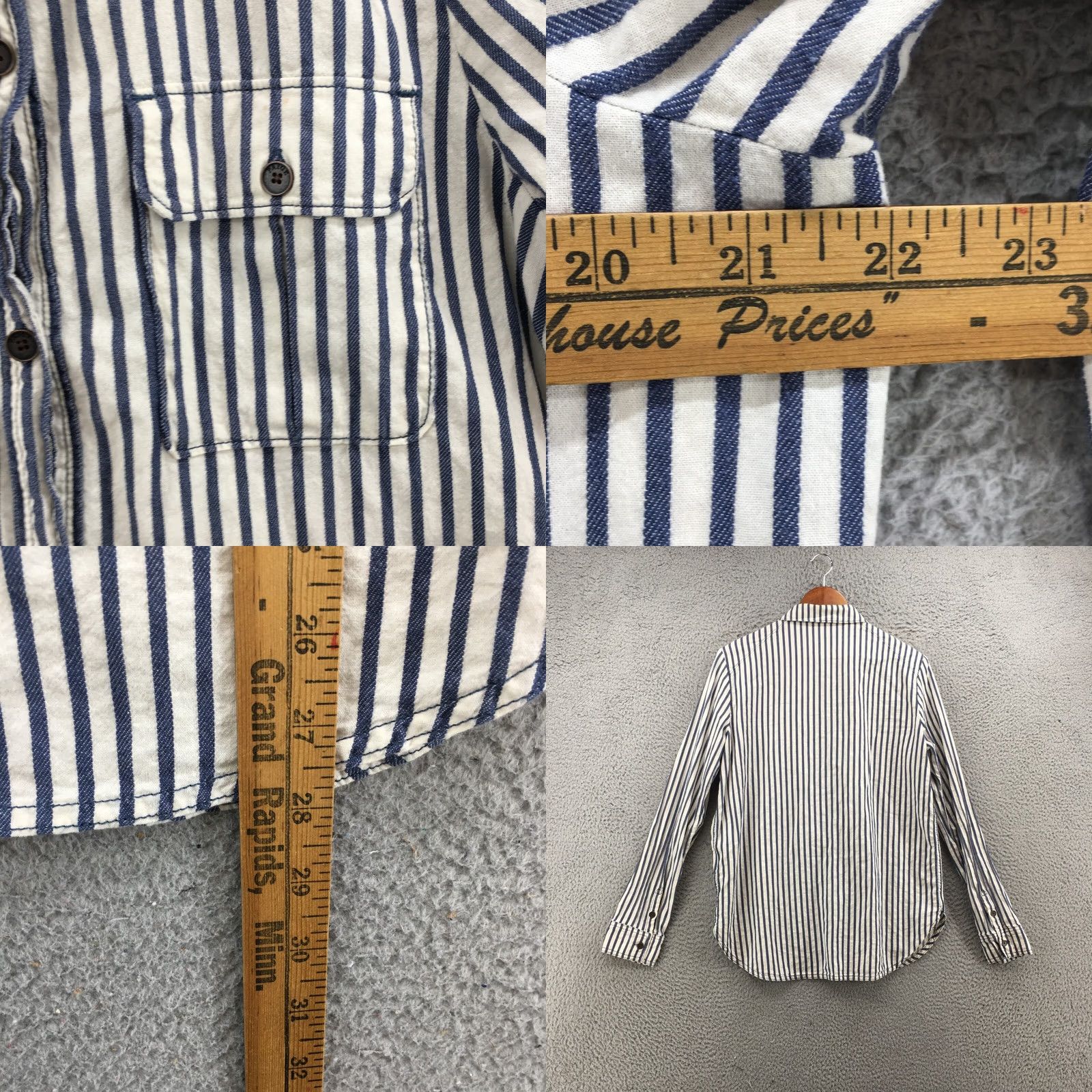 Paige Paige Long Sleeve Shirt Mens L Blue White Striped Button Down Front Pockets - China Size L Size US L / EU 52-54 / 3 - 8 Thumbnail