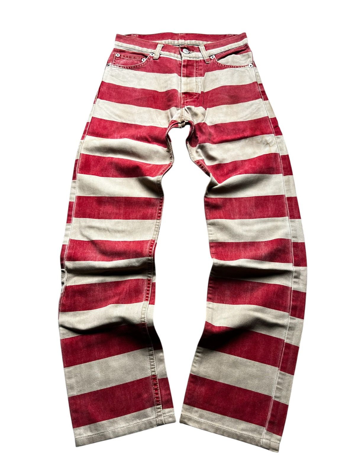 Helmut Lang AW 1996 Helmut Lang Prisoner Striped High Waist Jeans Size US 27 - 1 Thumbnail