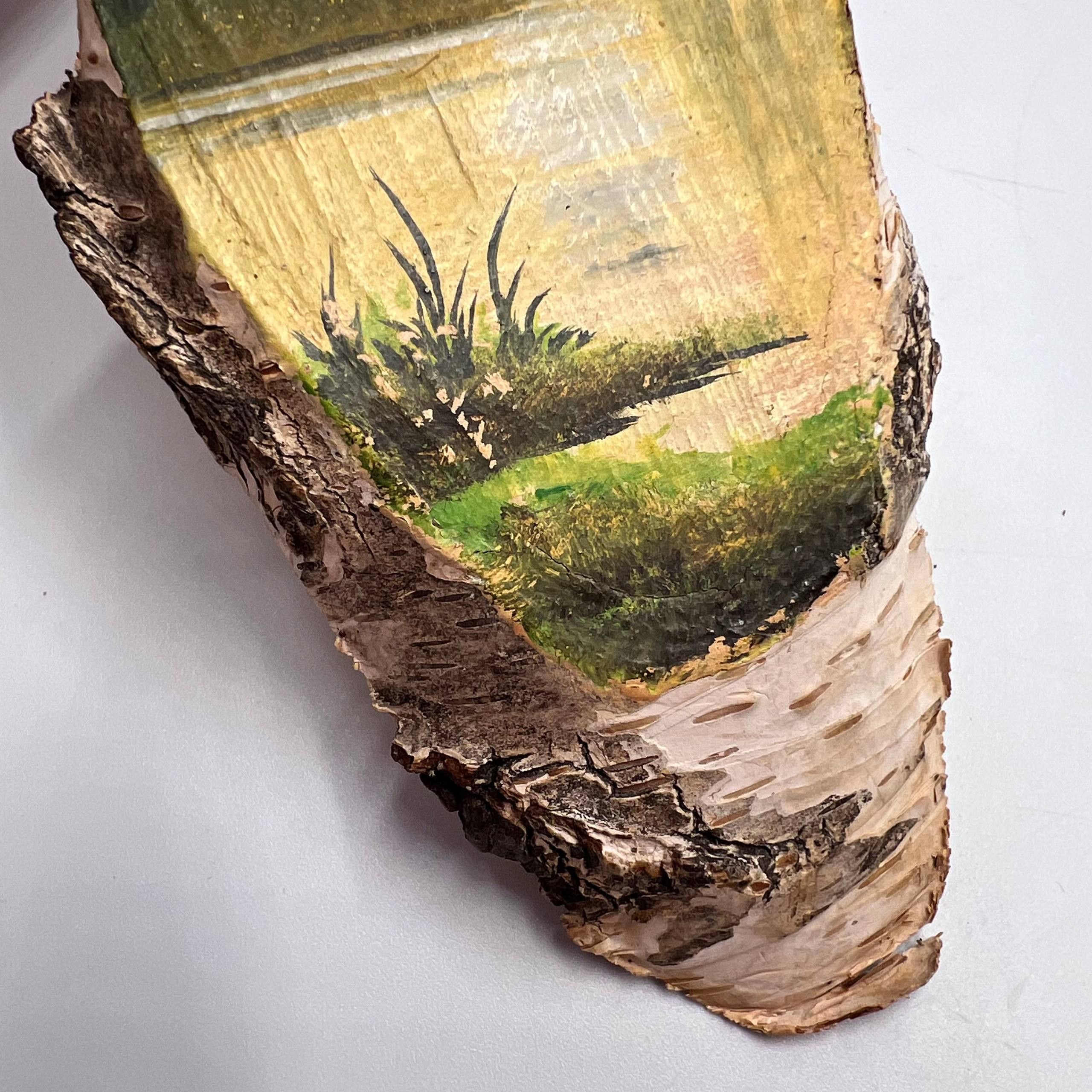 Vintage Vintage Ukrainian Oil Paintings on Birch Wood Set of 2 Size ONE SIZE - 10 Thumbnail