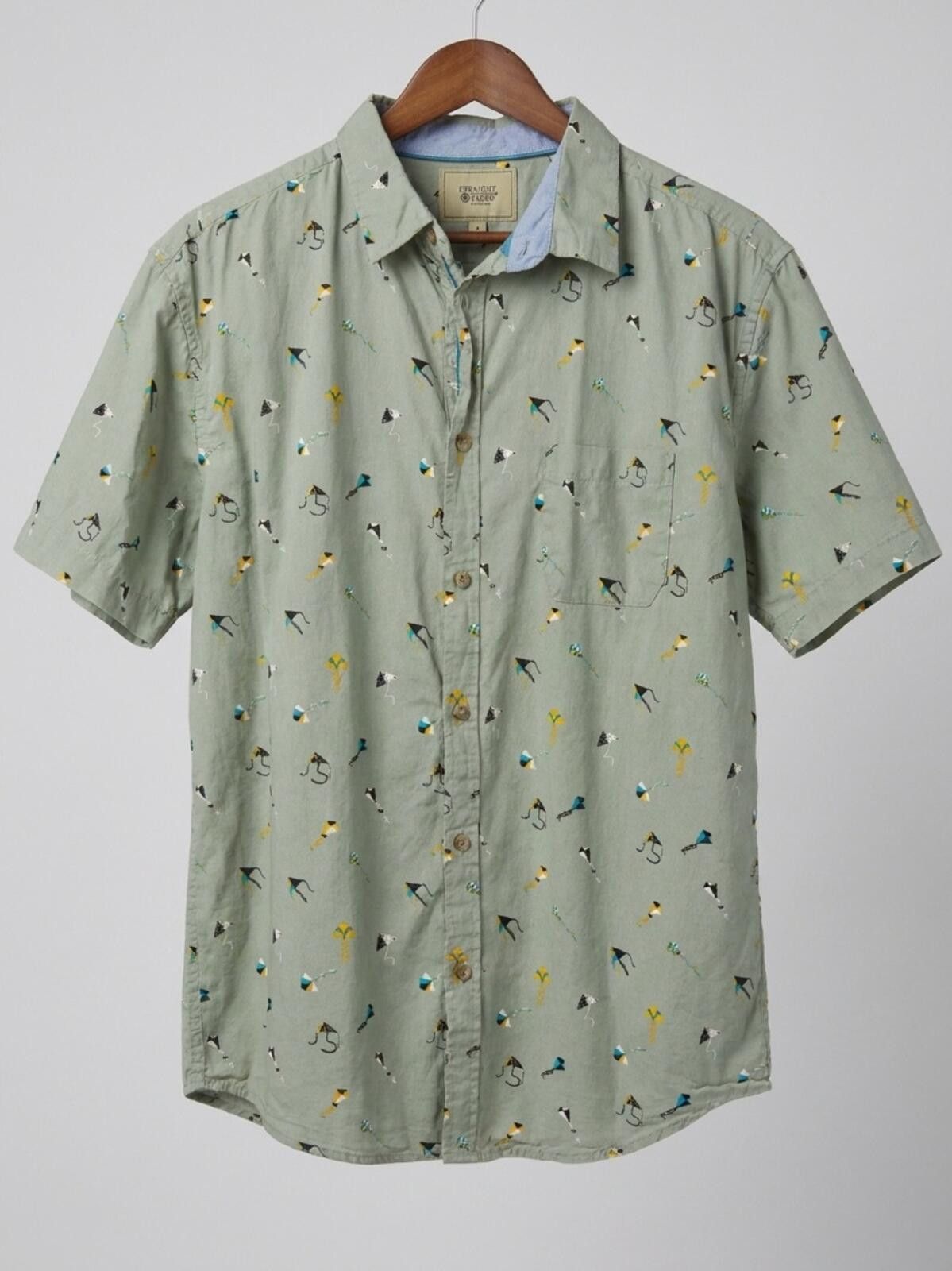 StraightFaded Light Sage Short-Sleeve Printed Button-Down Shirt Size US XL / EU 56 / 4 - 1 Thumbnail