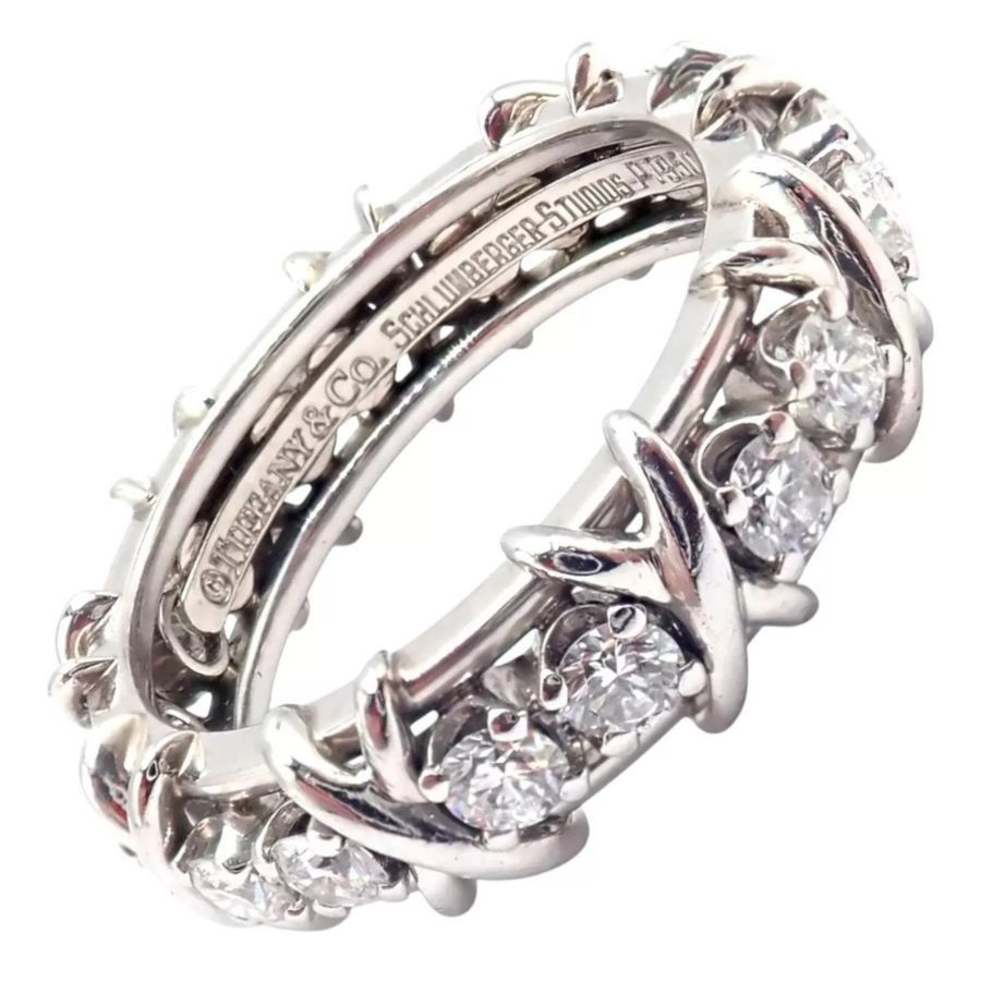 Tiffany & Co. Jean Schlumberger Platinum 16 Stone Diamond Band Ring Size ONE SIZE - 1 Thumbnail