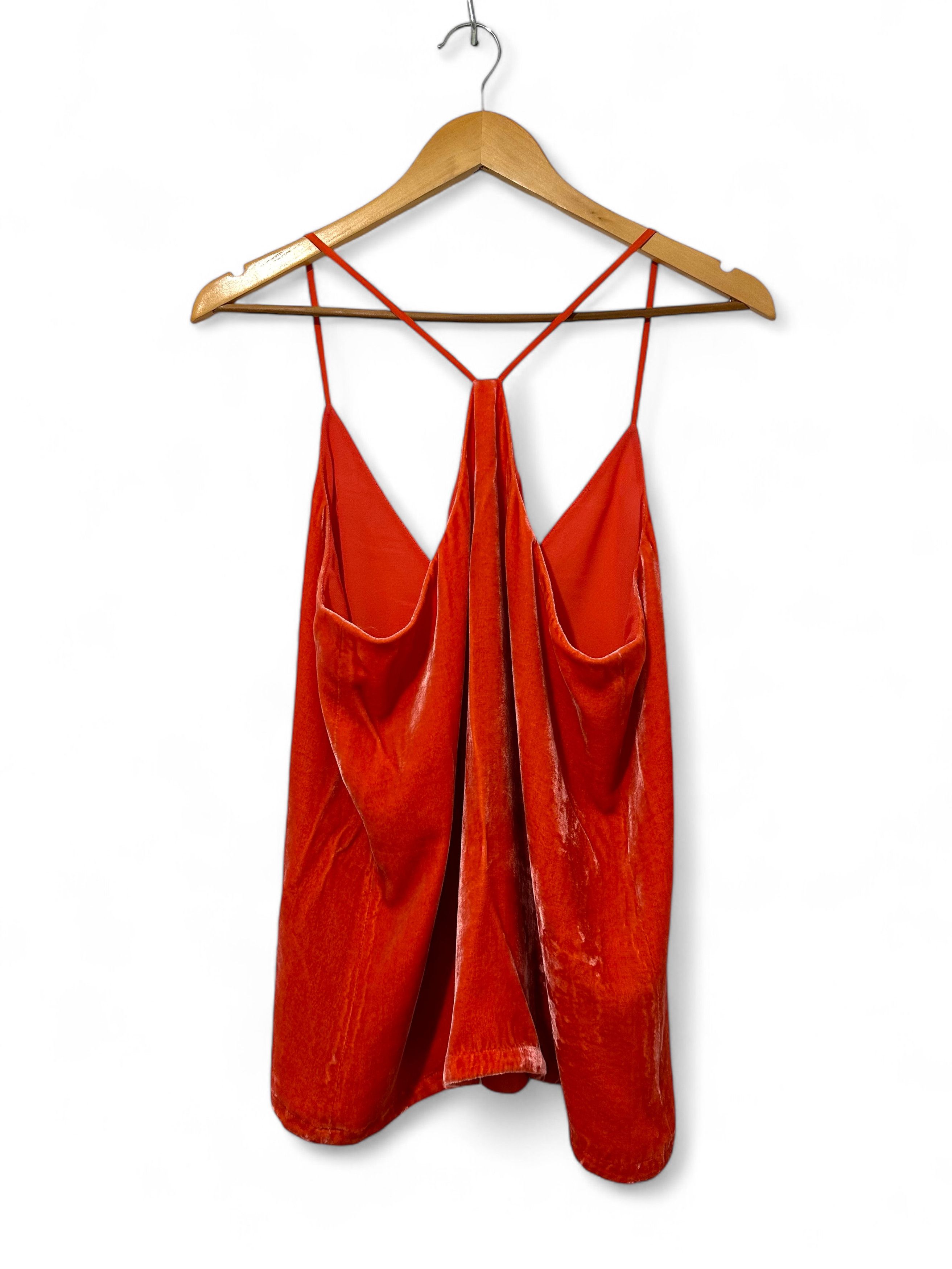 Bcbgmaxazria Bcbg Maxazria Red Silk Blend Velvet Cami Tank Top Size S / US 4 / IT 40 - 2 Thumbnail