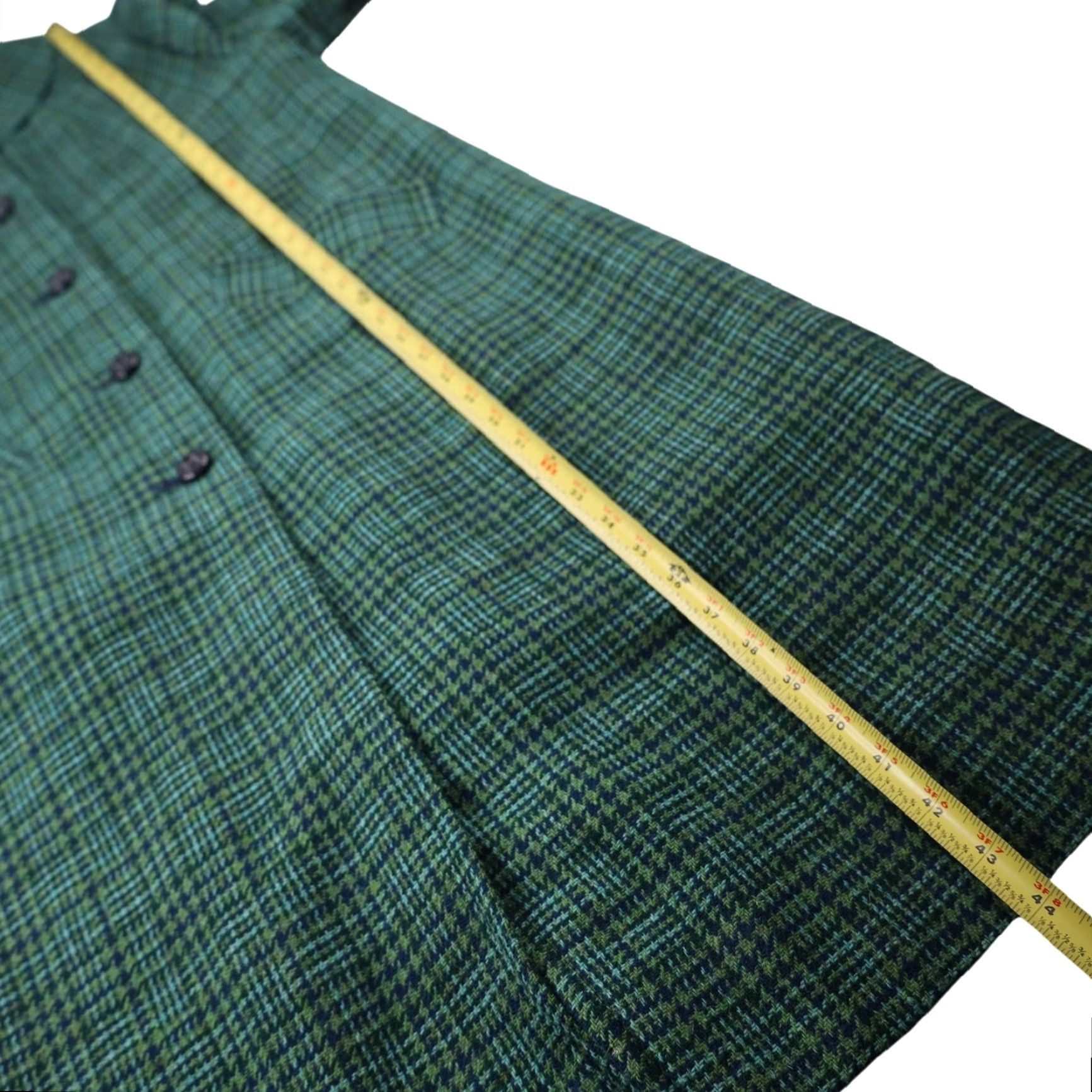 Pendleton VINTAGE Pendleton Overcoat Wool Houndstooth Satin Lined Green Womens Large 21"x44" Size L / US 10 / IT 46 - 6 Thumbnail