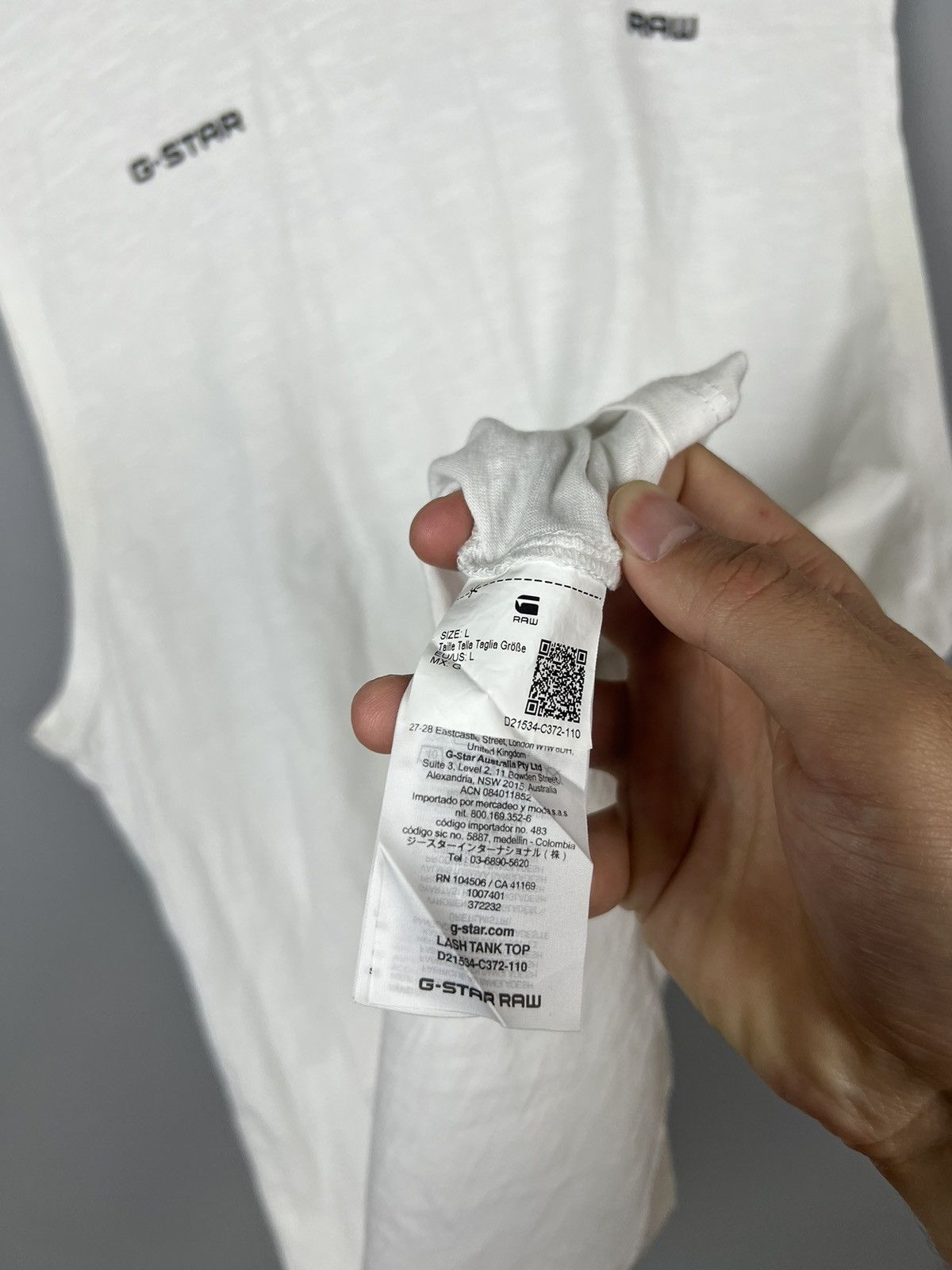 G-Star GSTAR G-STAR RAW LASH TANK TOP WHITE SLEEVELESS TANK TOP Size US L / EU 52-54 / 3 - 7 Thumbnail