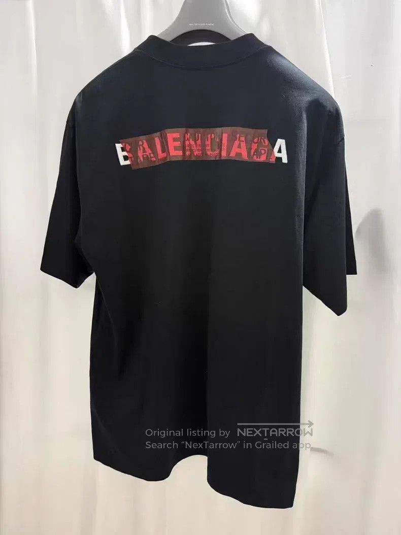 Balenciaga Balenciaga Blue-Black Embroidered Tape Short Sleeve Size US L / EU 52-54 / 3 - 2 Thumbnail
