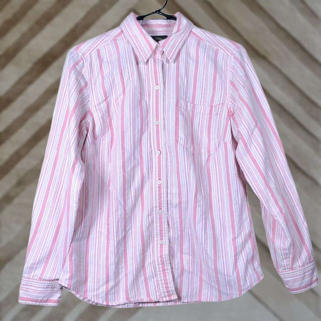 Eddie Bauer Eddie Bauer Womens Shirt Pink White Striped Collared Button Down Small Shirt Size S / US 4 / IT 40 - 1 Thumbnail