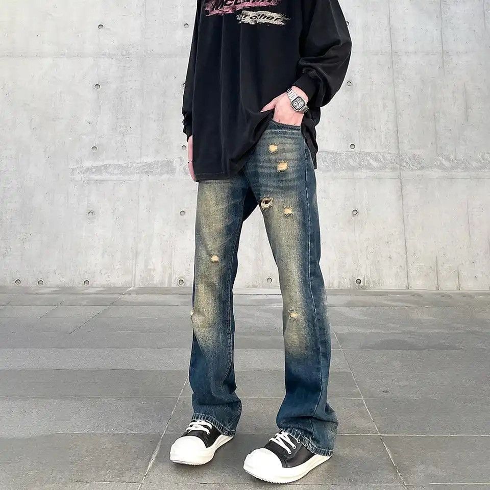 Japanese Brand × Vintage Flared ripped jeans Size US 30 / EU 46 - 2 Thumbnail