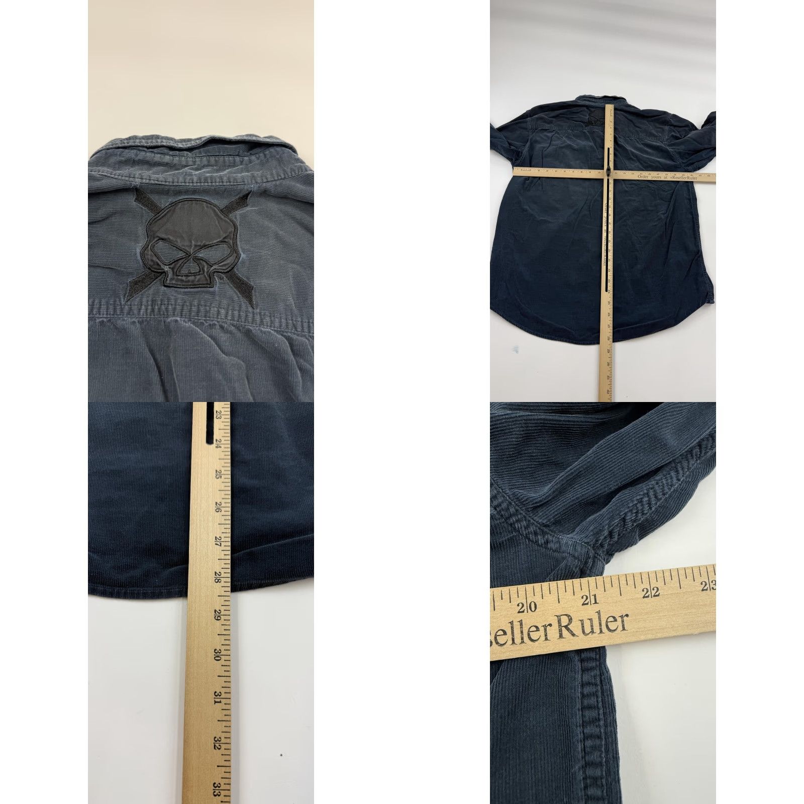 Harley Davidson Harley-Davidson Shirt Mens M Blue Corduroy Long Sleeve Skull Biker HD Size US M / EU 48-50 / 2 - 8 Thumbnail