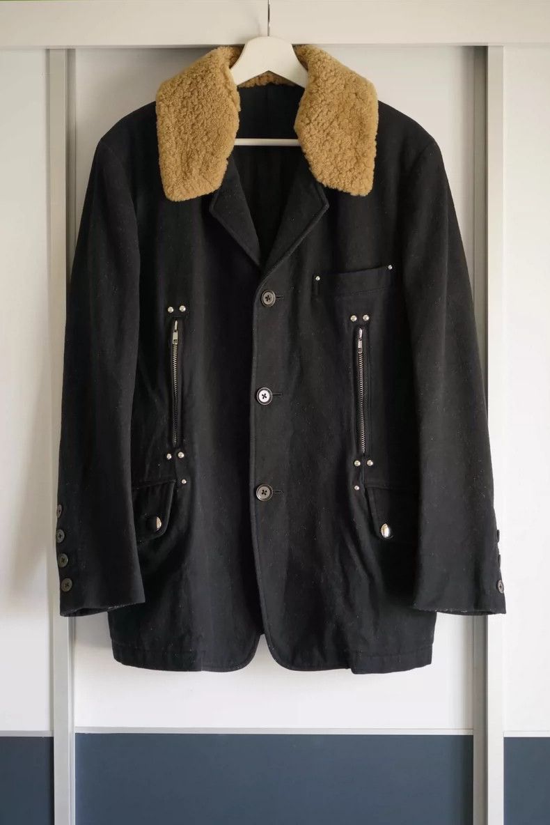 Yohji Yamamoto Yohji Yamamoto Yohji Yamamoto Black Jacket with Fur Collar Size US XS / EU 42 / 0 - 1 Thumbnail