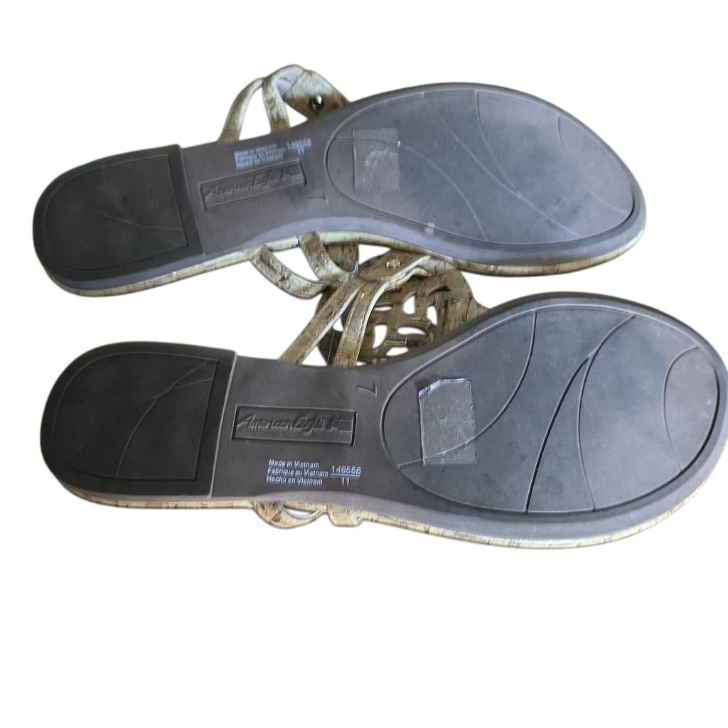 American Eagle Outfitters American Eagle Women's Size 7 Yellow Gold Cork Print Slide S Size US 7 / IT 37 - 5 Thumbnail