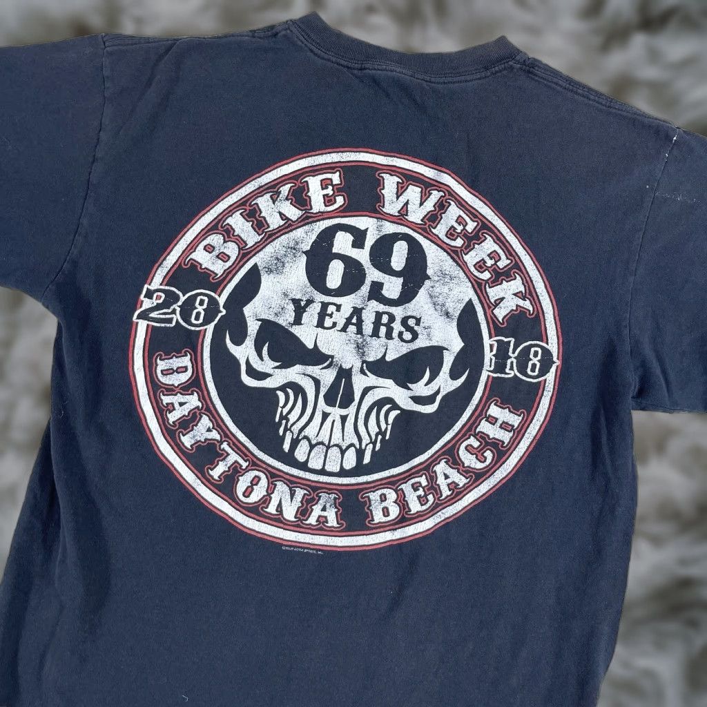 Anvil VINTAGE Bike Week T-Shirt Mens L Black Skull Grunge Daytona Distressed Size US L / EU 52-54 / 3 - 1 Thumbnail