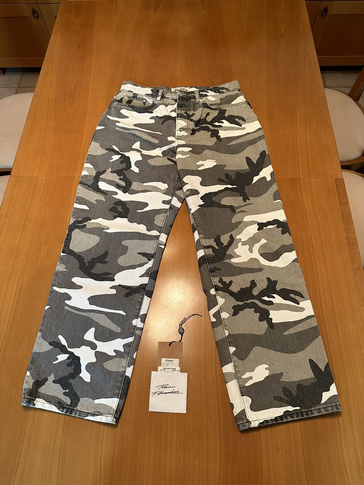 image of Stussy Big ‘Ol Jeans Snow Camo, Men's (Size 30)