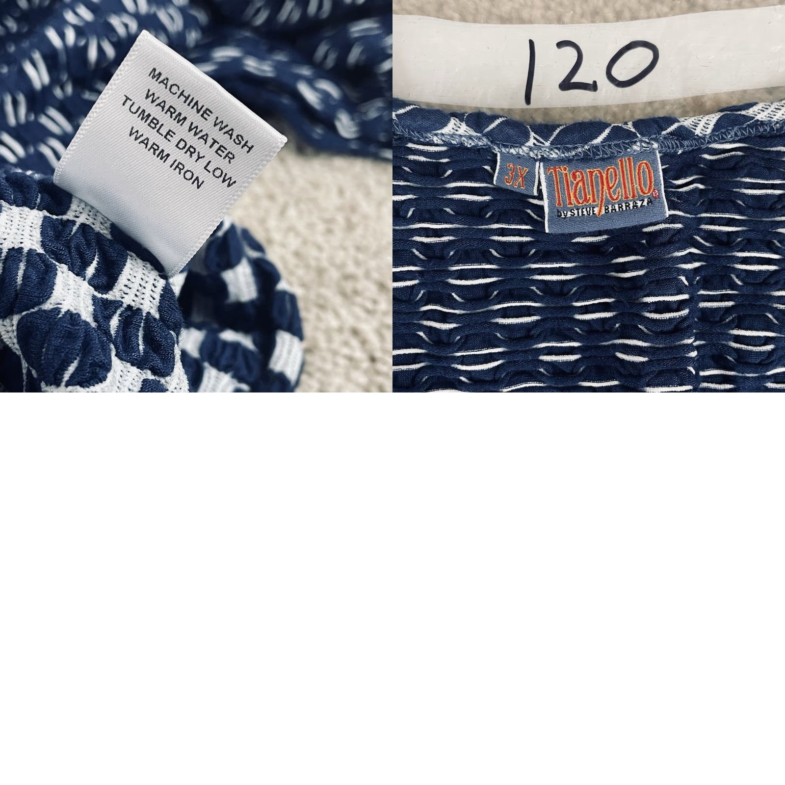 Vintage VINTAGE? No. Tianello Koi Top Womens Plus Size 3X Blue 3/4 Sleeves Texture Pattern Knit 120 Size XXL / US 16-18 / IT 52-54 - 9 Thumbnail