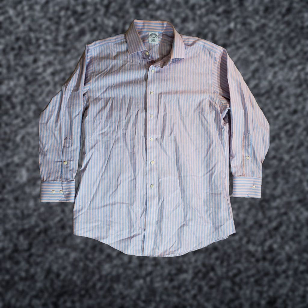 Brooks Brothers Brooks Brothers Regent Button Down Shirt 16 1/2 - 2/3 Blue Pink Striped Non-Iron Shirt Mens Regular 100% Cotton Dress Shirt 90s Size US XL / EU 56 / 4 - 1 Thumbnail