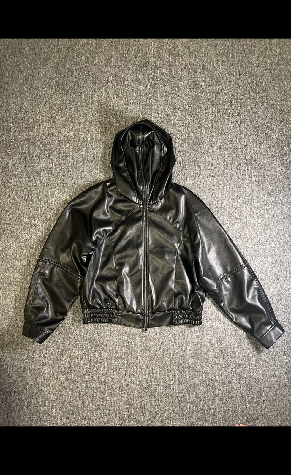 Pre-owned Mowalola Face Mask Leather Bomber In Black